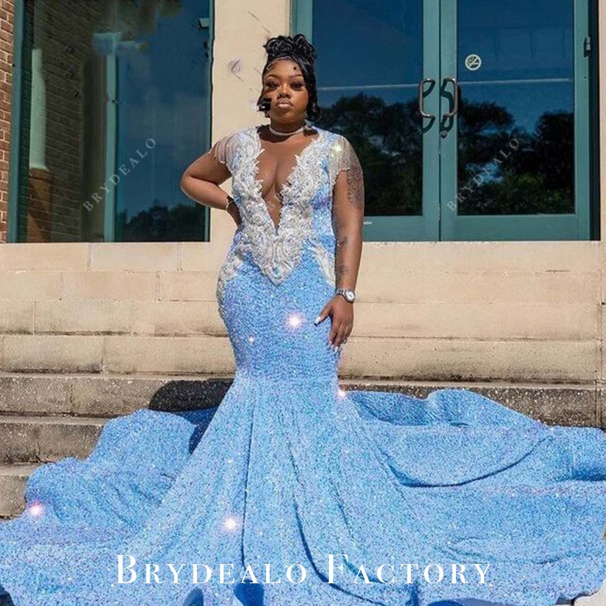 blue plus size prom dresses Charming Short Sleeves Ruffes Long Dress The top is made of delicate lace embroidery and glitter accents ZAPAKA Women White Blue Flower