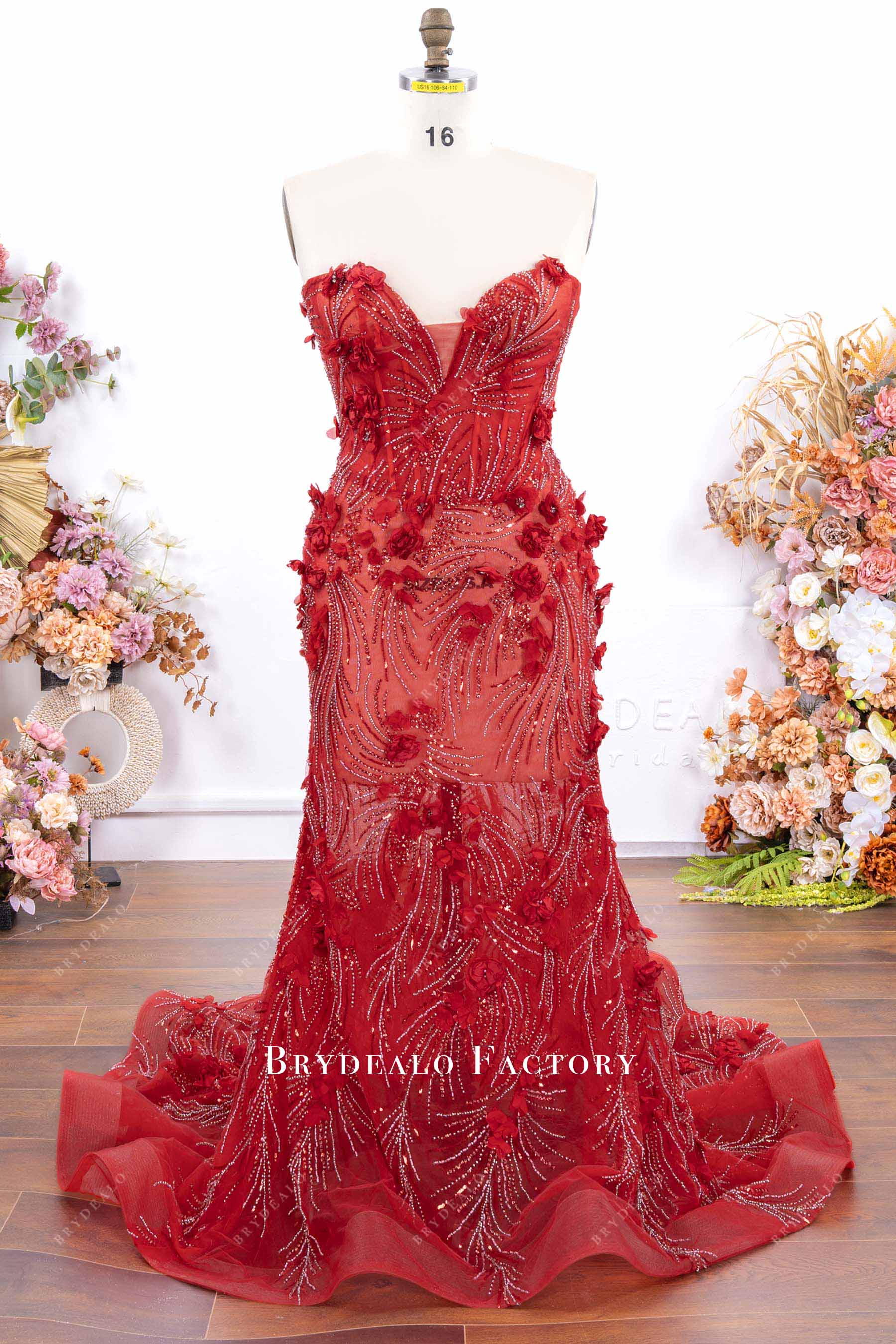 plus size red mermaid formal gown