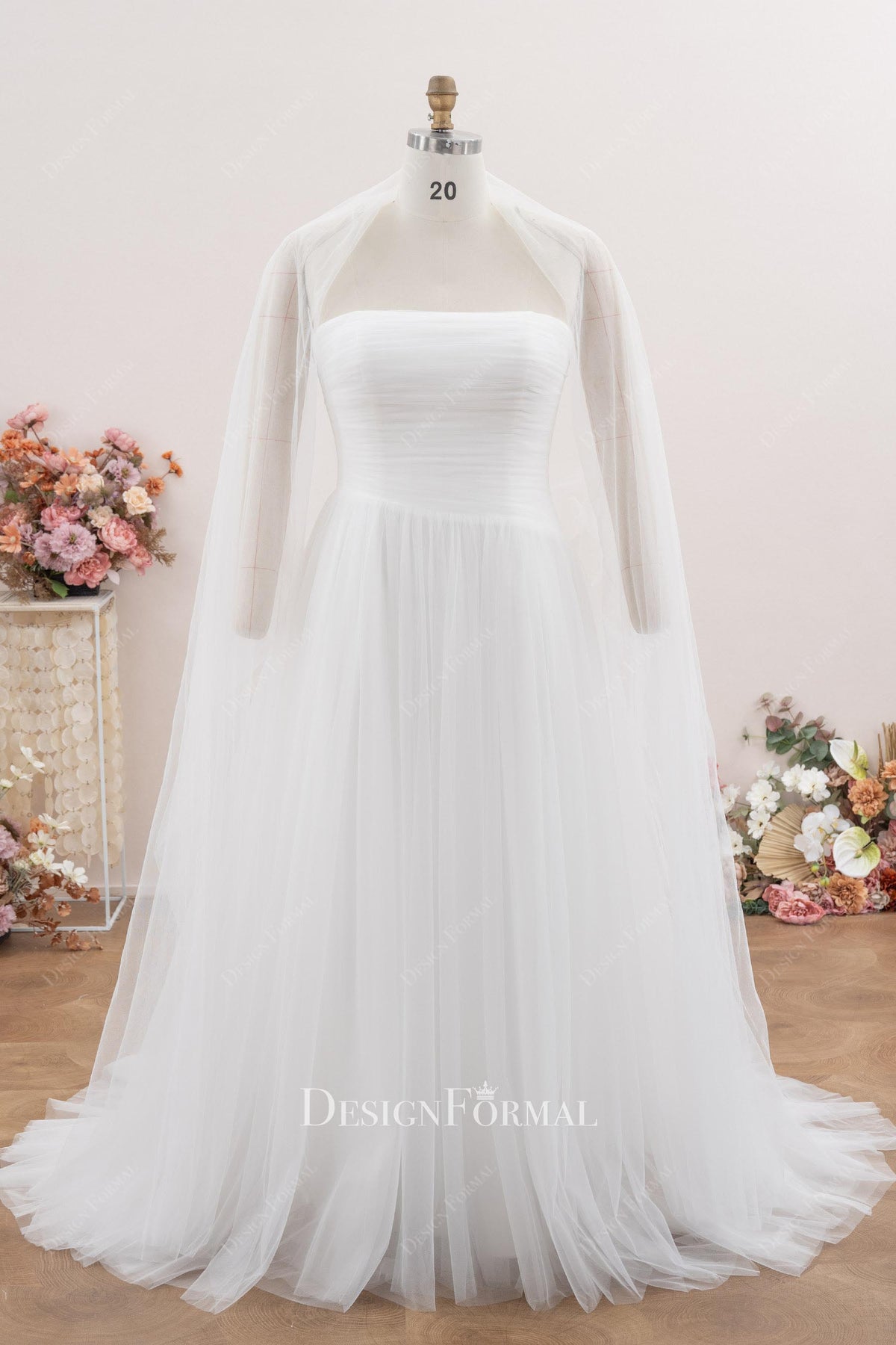 plus size strapless a line wedding dress