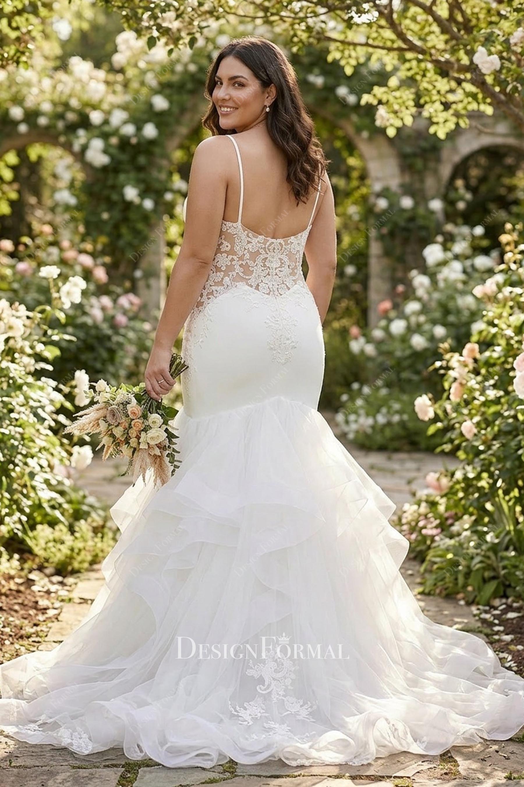 plus size trumpet ruffles bridal dress