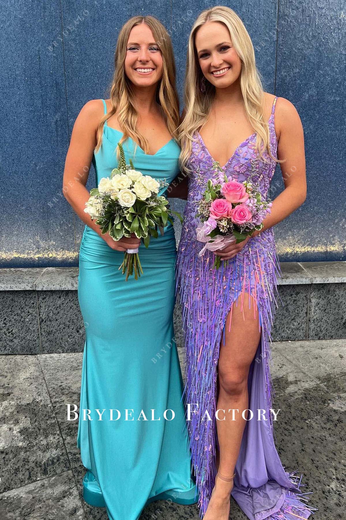 pool v neck mermaid homecoming dress