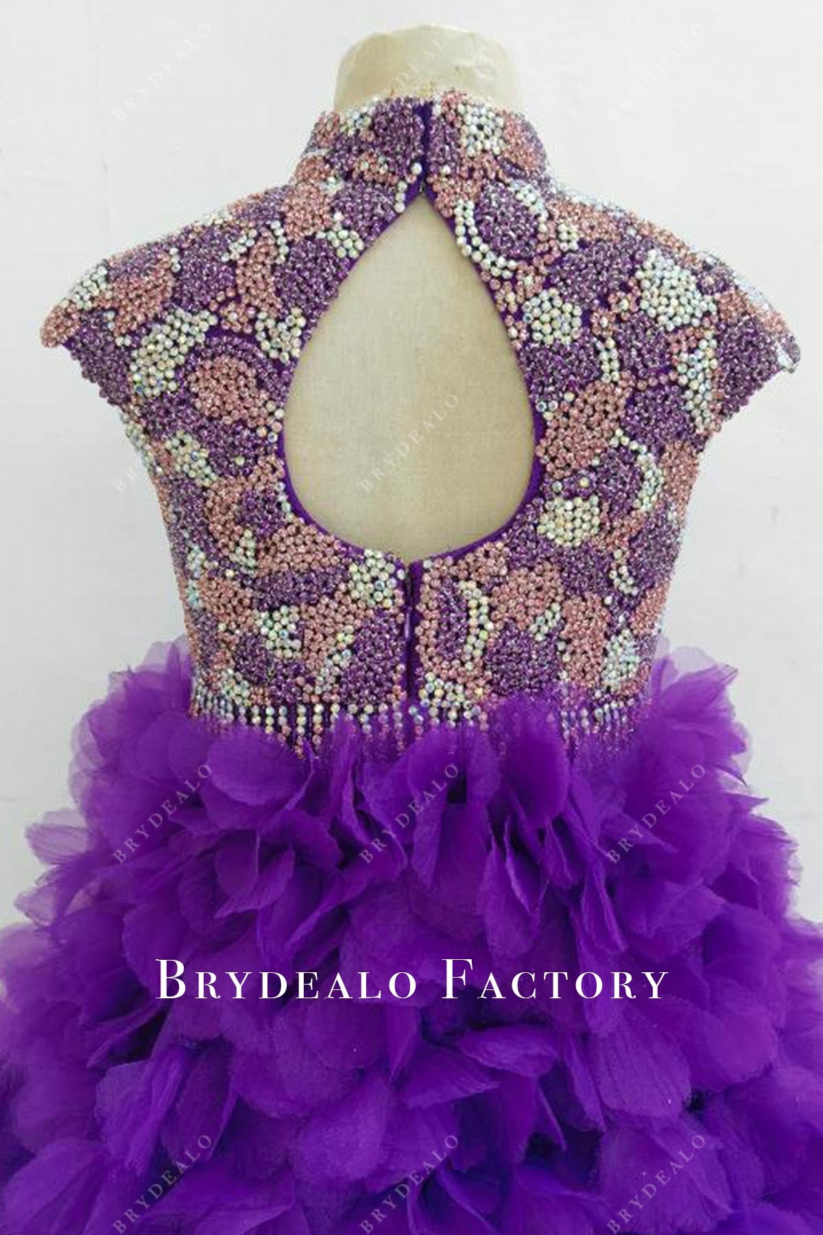 purple keyhole back pageant dress