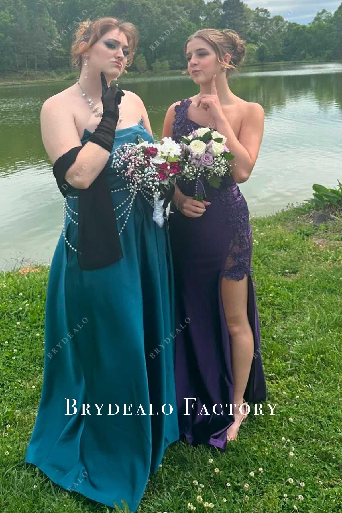 purple lace prom dress