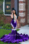 3D Flowers Mint Shimmer Mermaid Horsehair Tiered Long Train Prom Dress main image 1