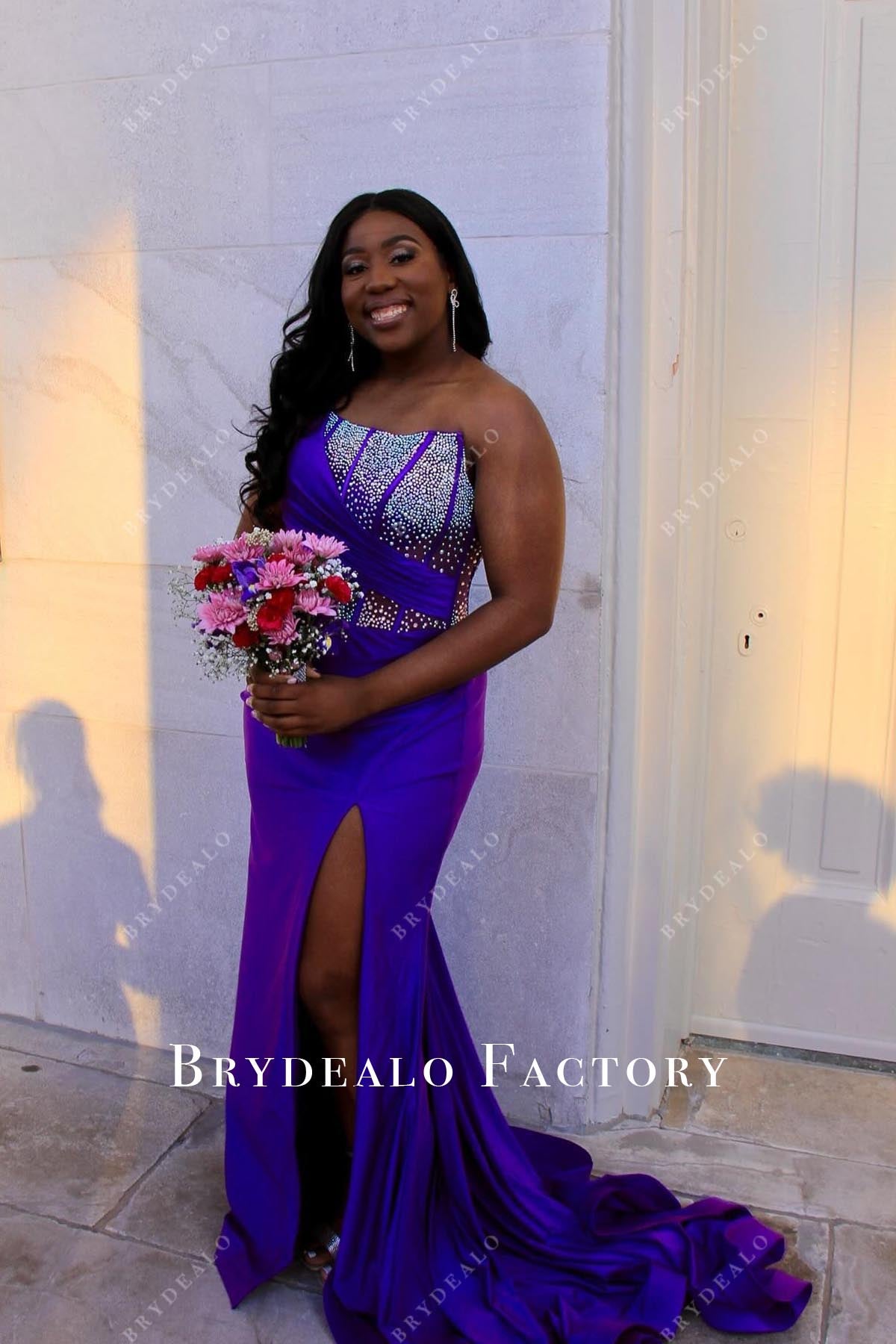 purple mermaid prom dress