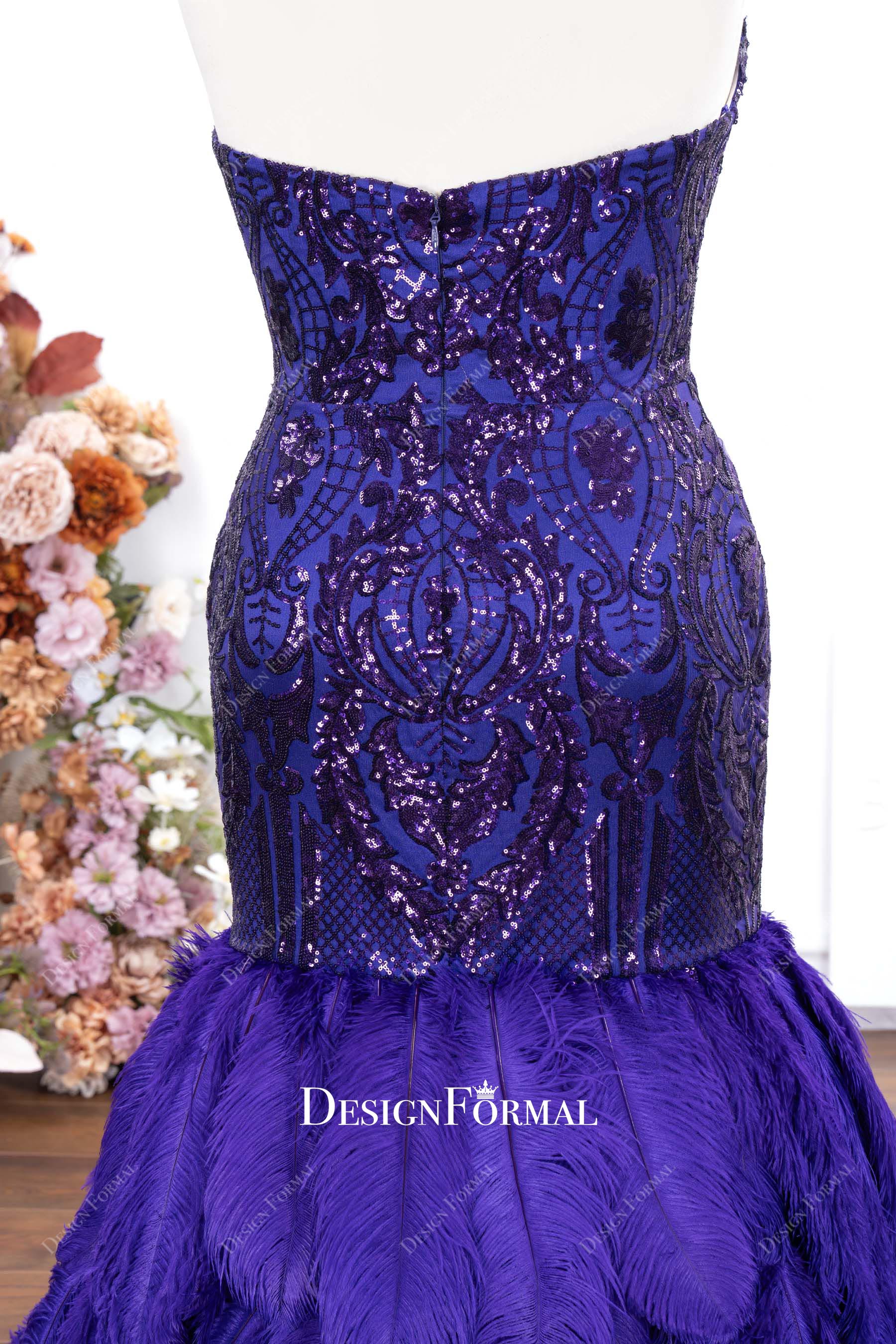 purple sequin backless prom dress