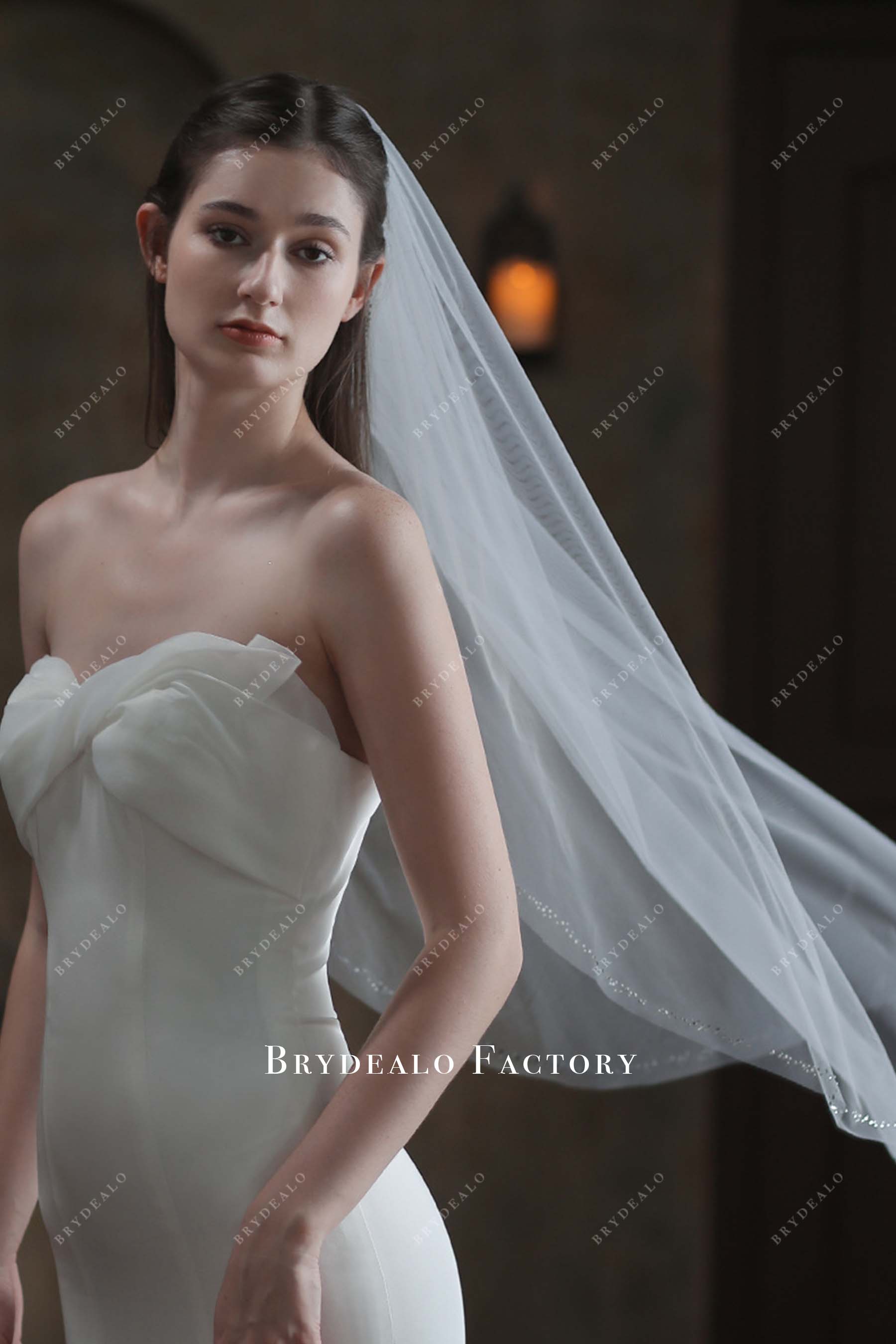 raw cut bridal veil