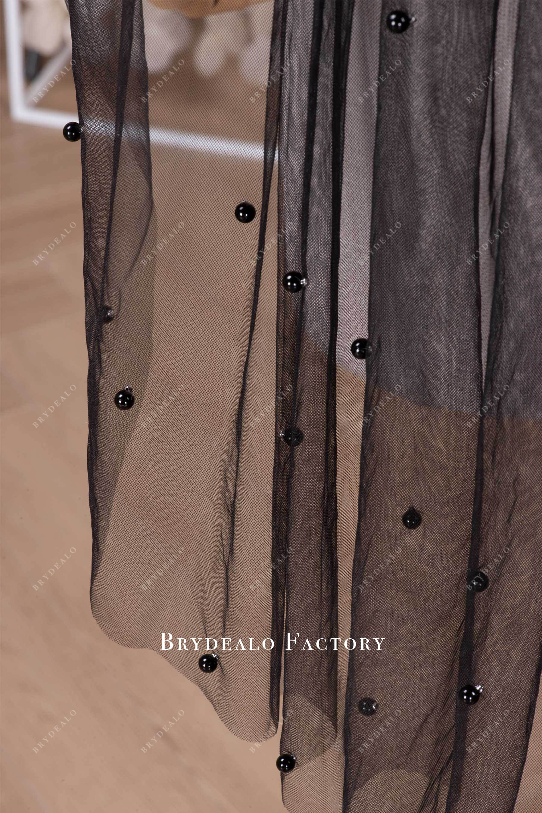 raw cut edge black bridal veil