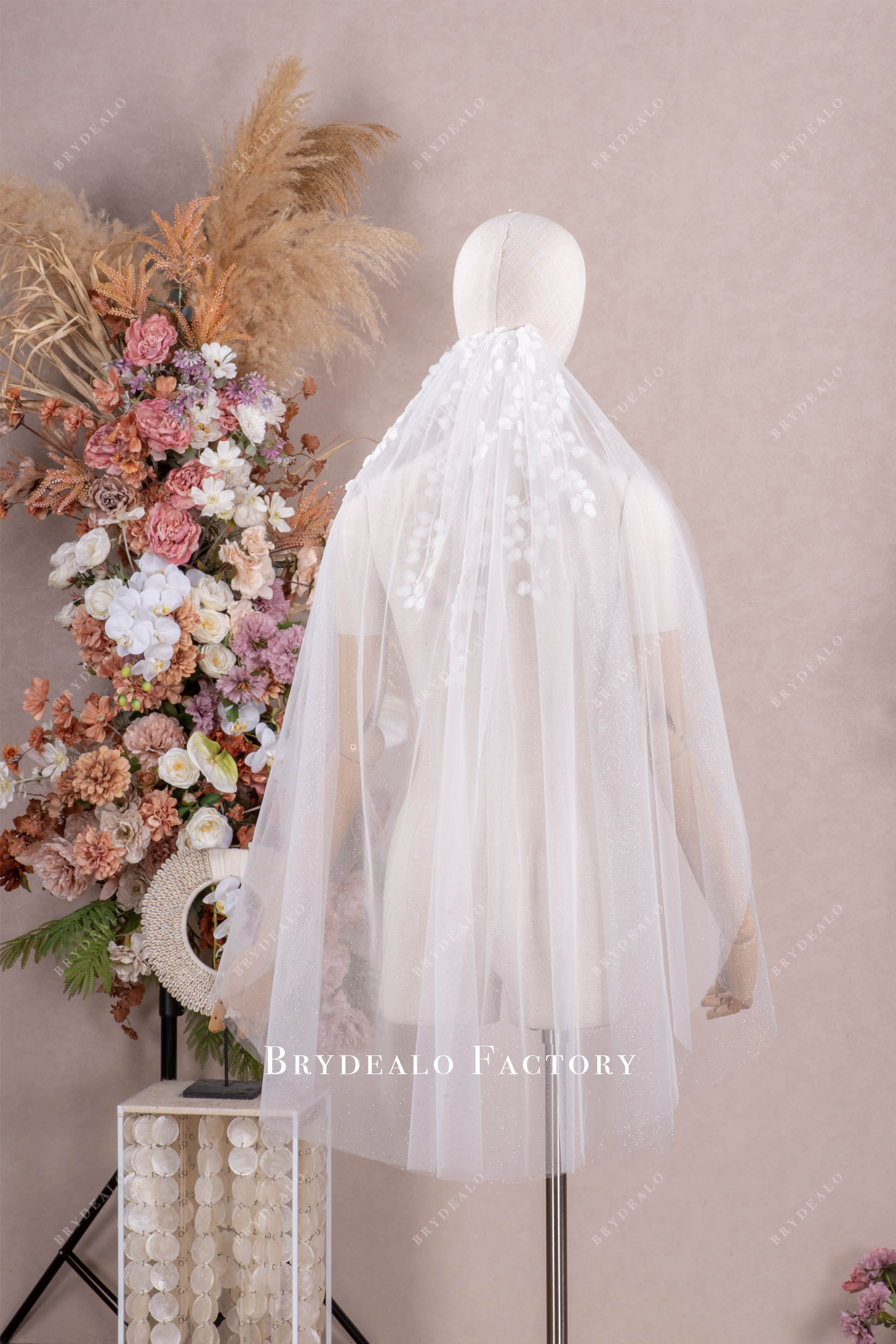 raw cut fingertip length bridal veil