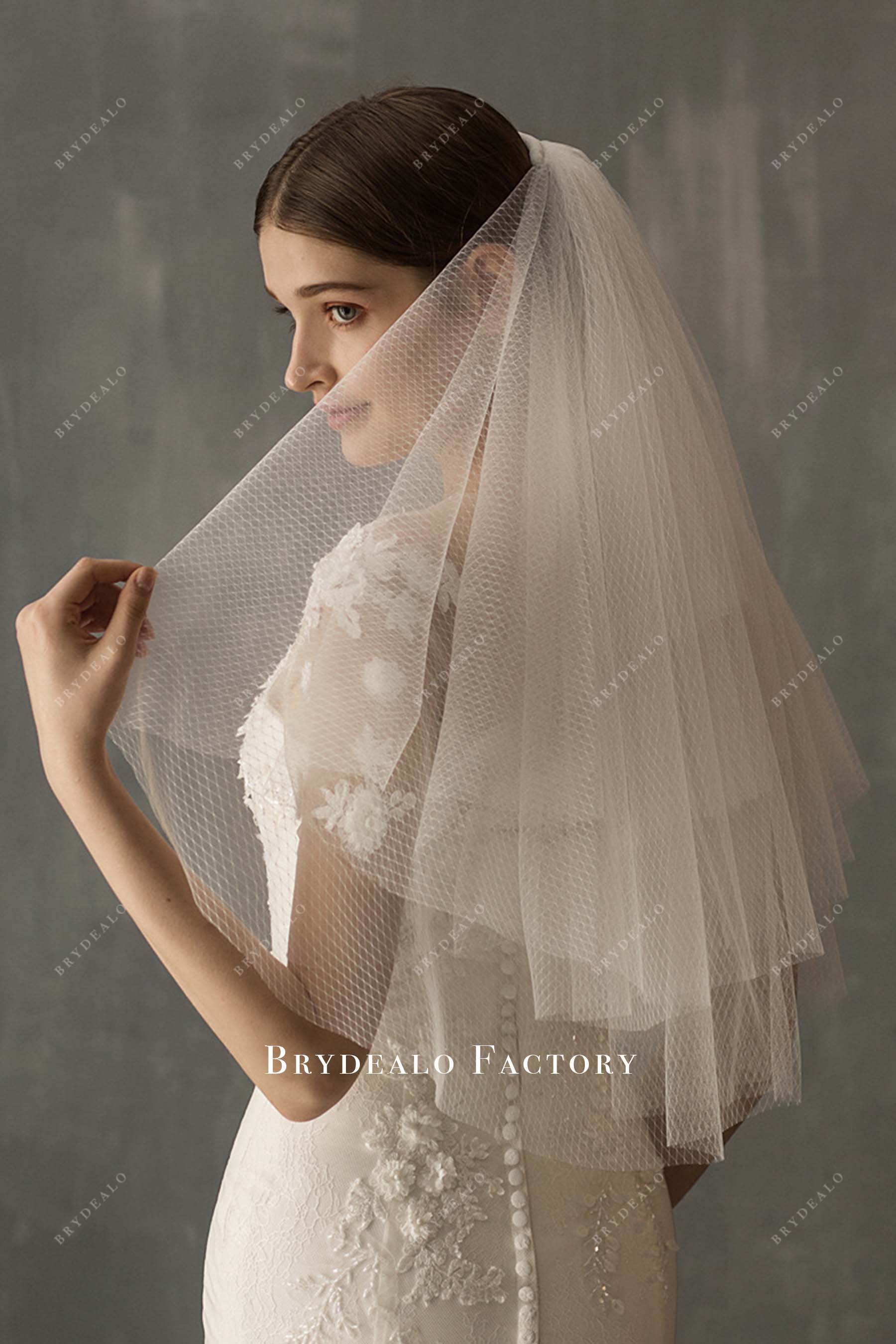 raw cut layered bridal veil