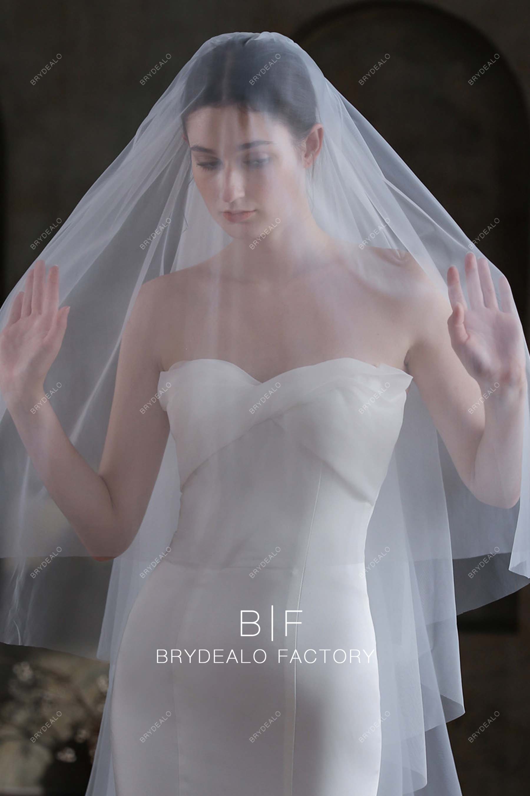 raw cut tulle bridal veil
