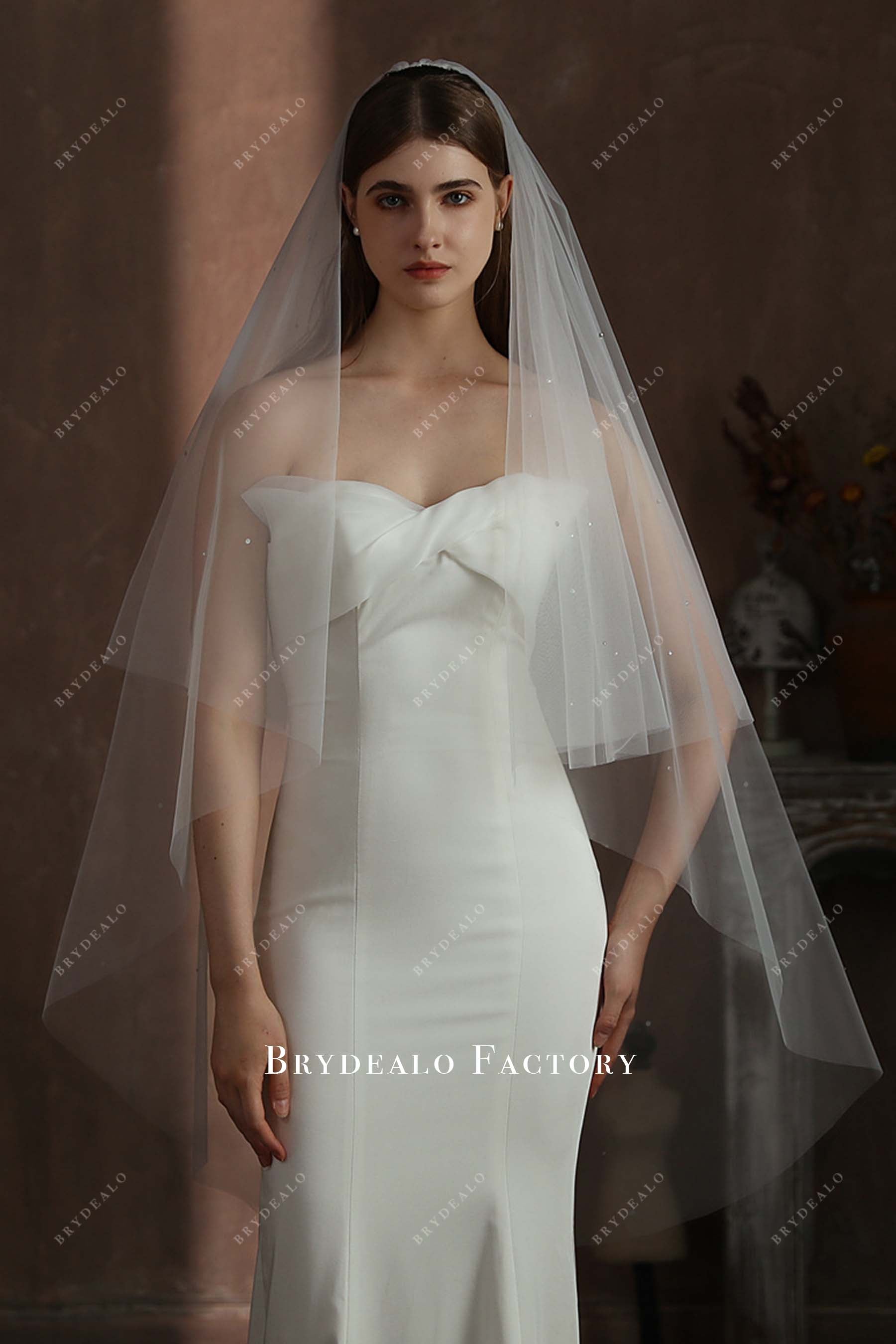 raw cut tulle wedding veil