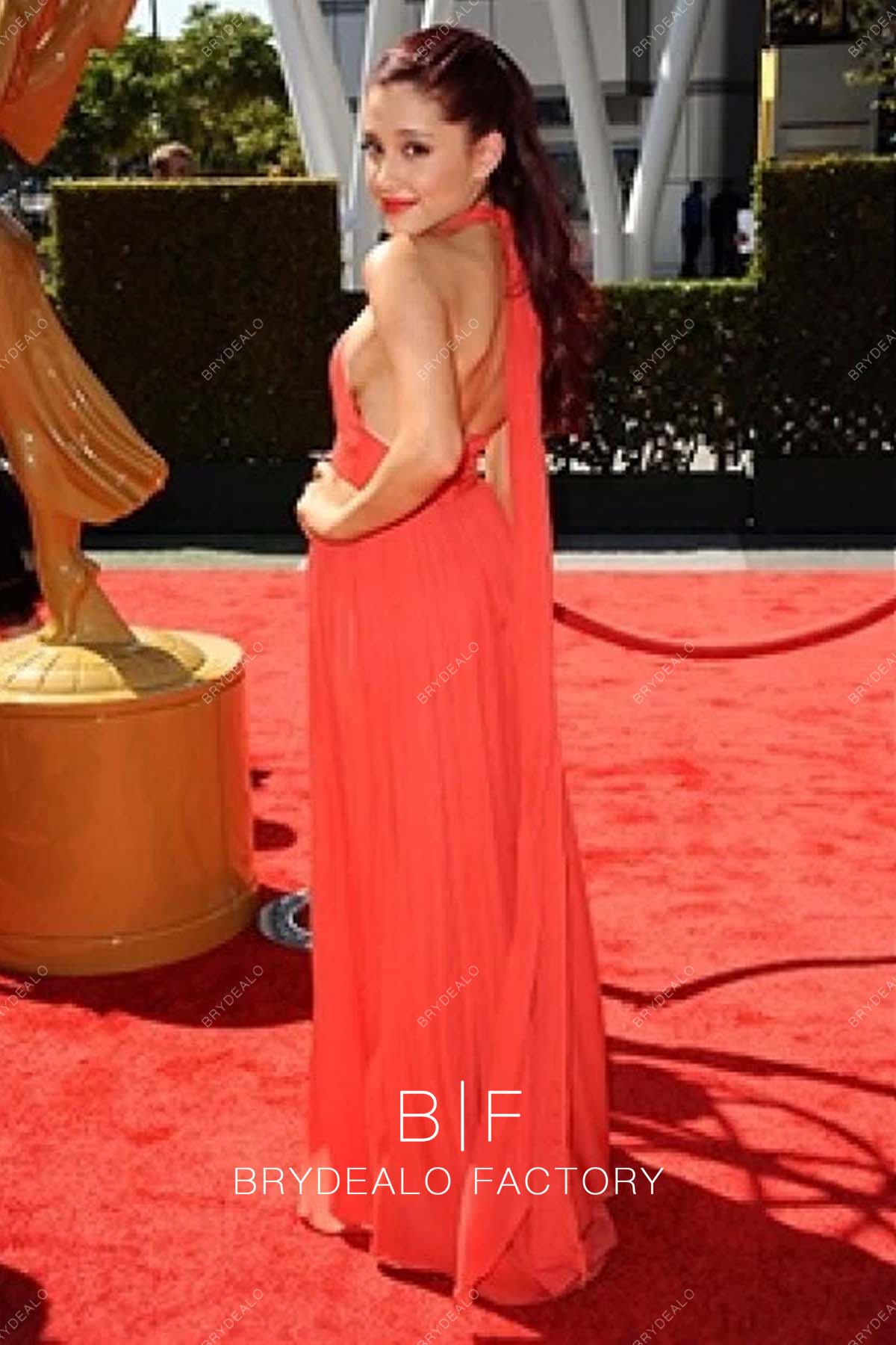 Ariana Grande Red Halter Neck Dress CREATIVE ARTS EMMY AWARDS 2012