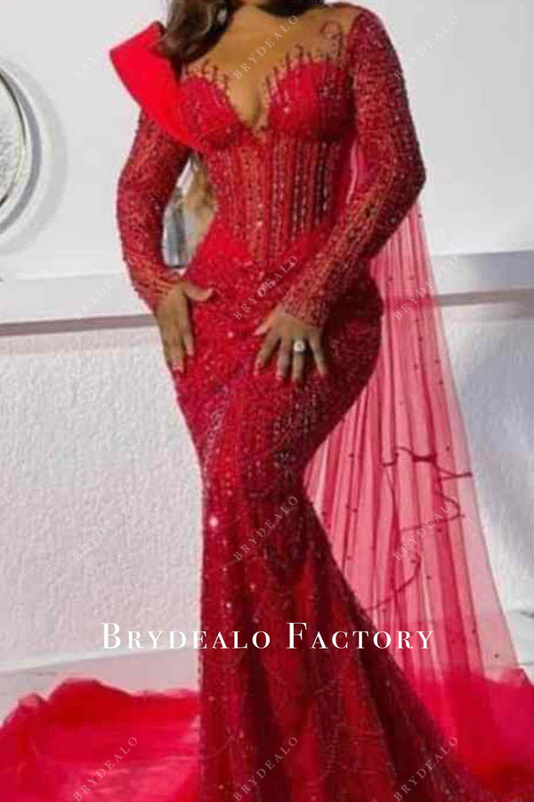Red mermaid long prom dress evening dress   cg12498 main image 1