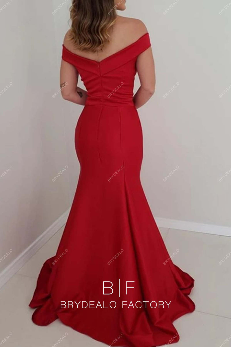Off-the-shoulder Pleated Corset Mermaid Dress Red main image 1