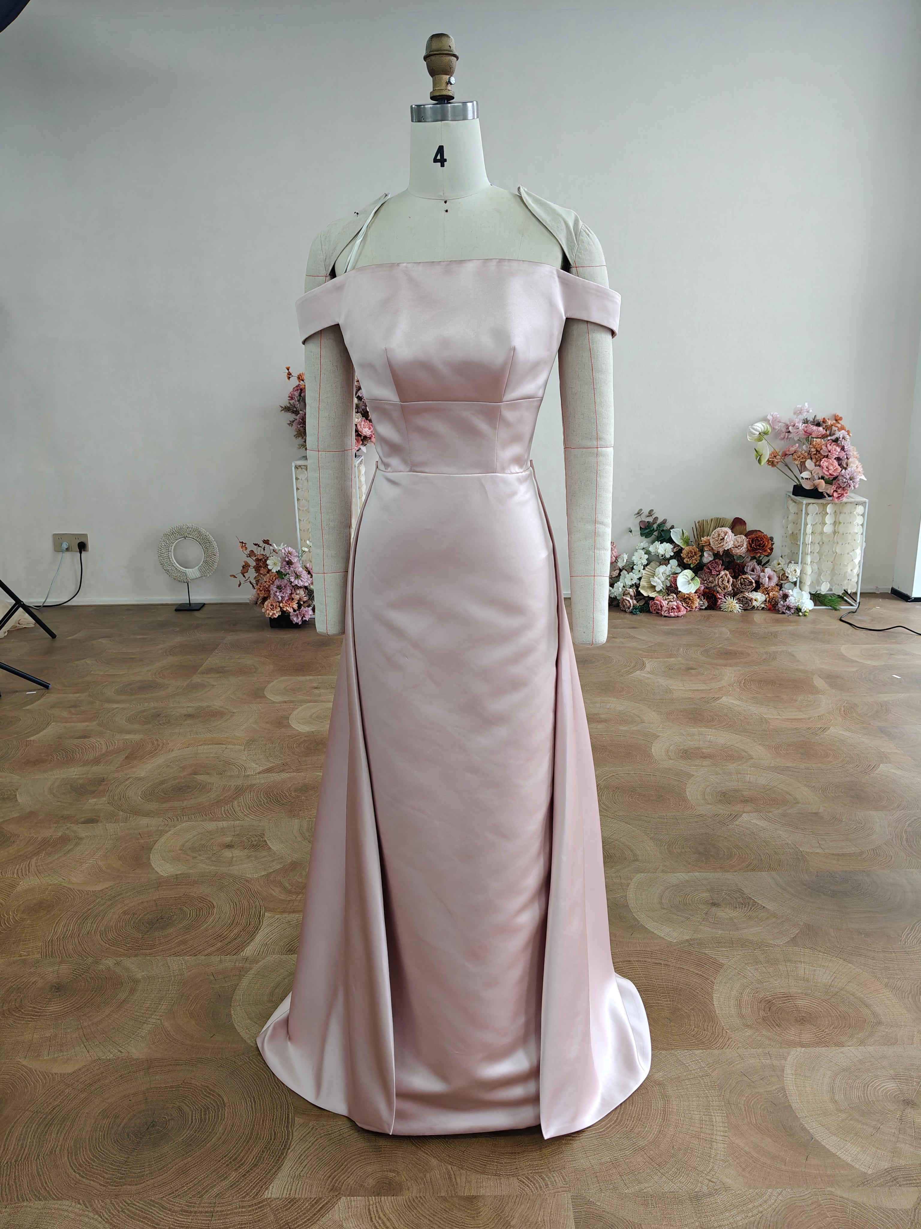 red off shoulder overskirt prom dress