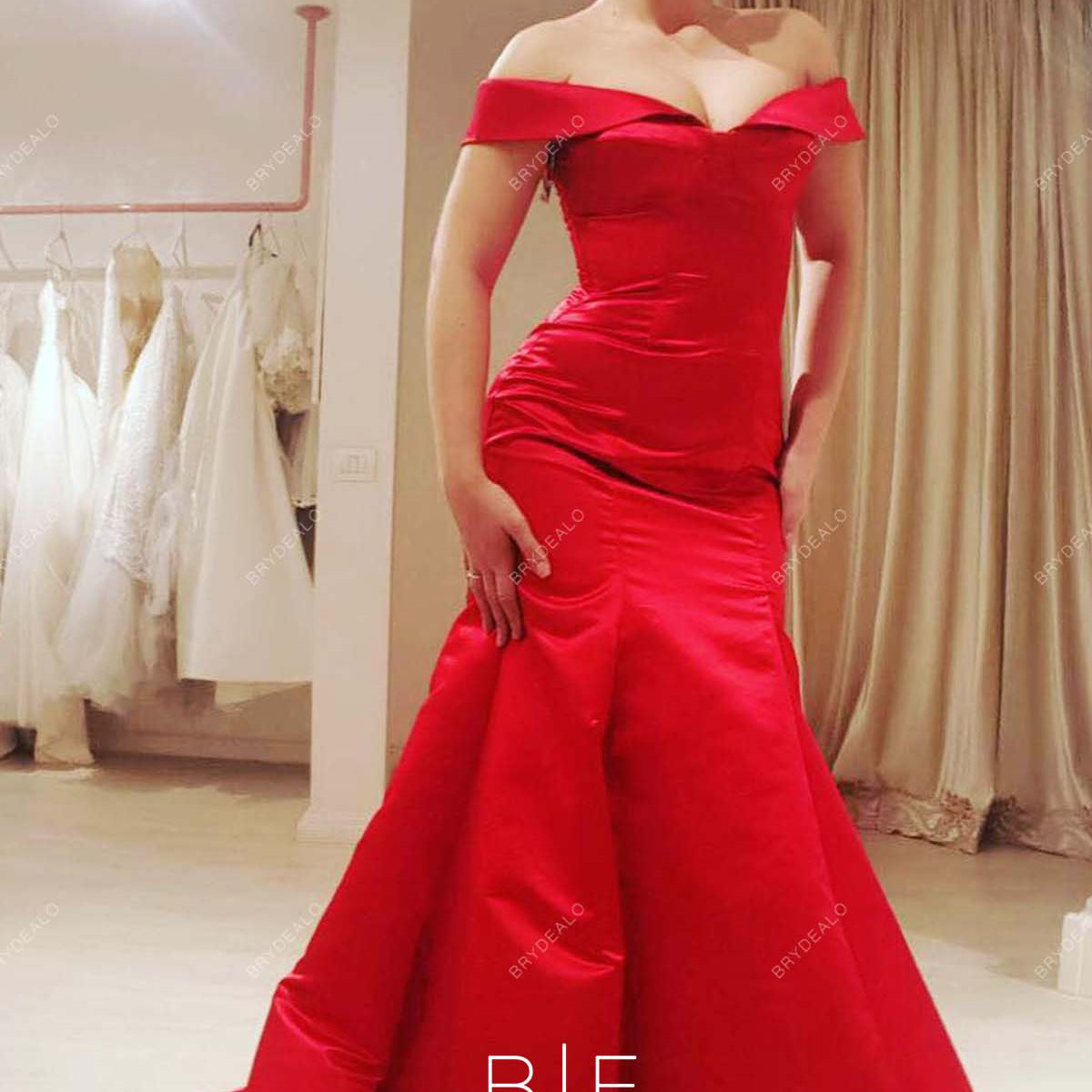 red satin off shoulder dress Red Off Shoulder Satin Elegant Trumpet Formal Evening Prom Gown