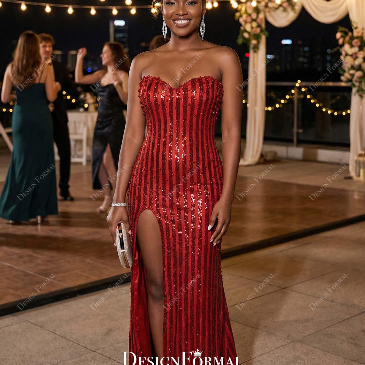 red sequin midi dress Buy Roman Detail Pleated from Next USA Sequin Midi DressStraplessV Formal Gown Red Sequin Cocktail