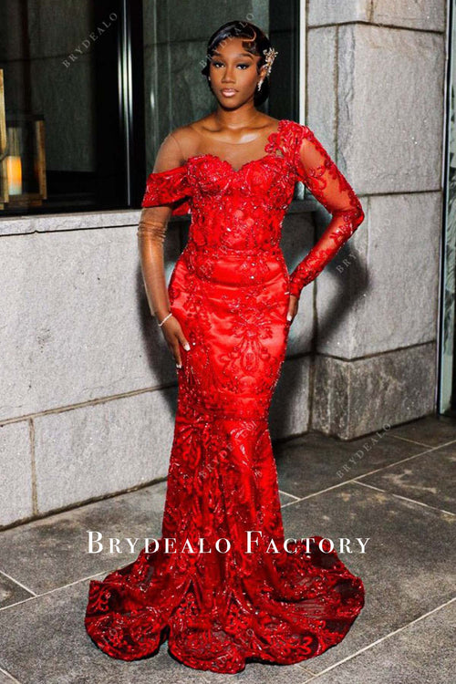 sequins prom dresses, red prom dresses, mermaid prom dresses      fg1911
