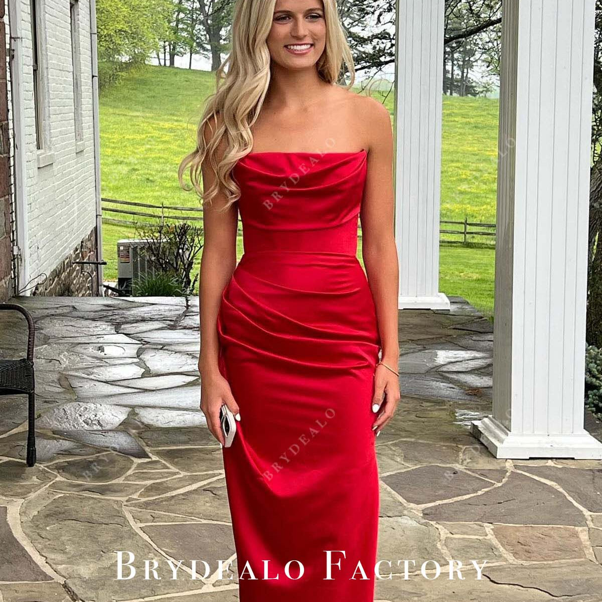 Red Strapless Column Floor Length Homecoming Dress Red Strapless Column Floor Length Homecoming Dress