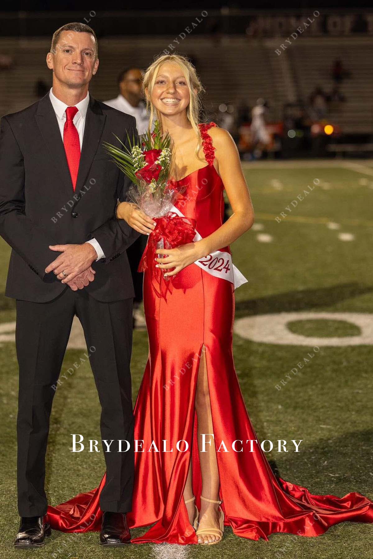 red thin straps mermaid homecoming prom dress