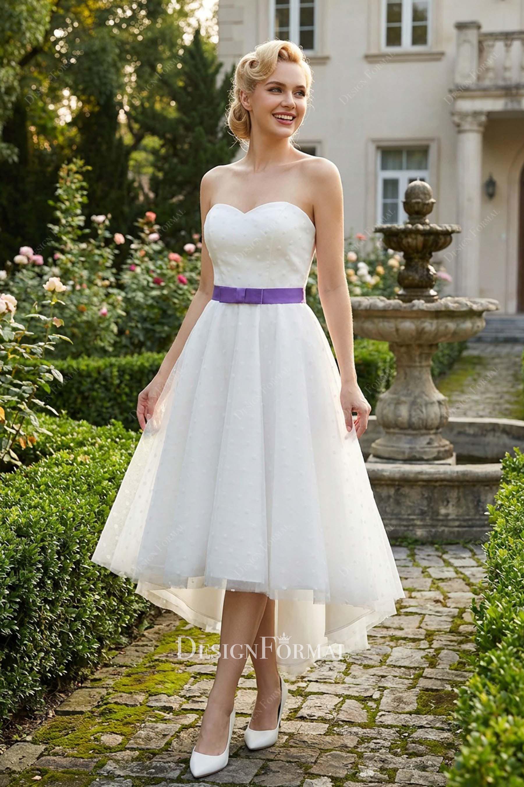 retro high low wedding dress