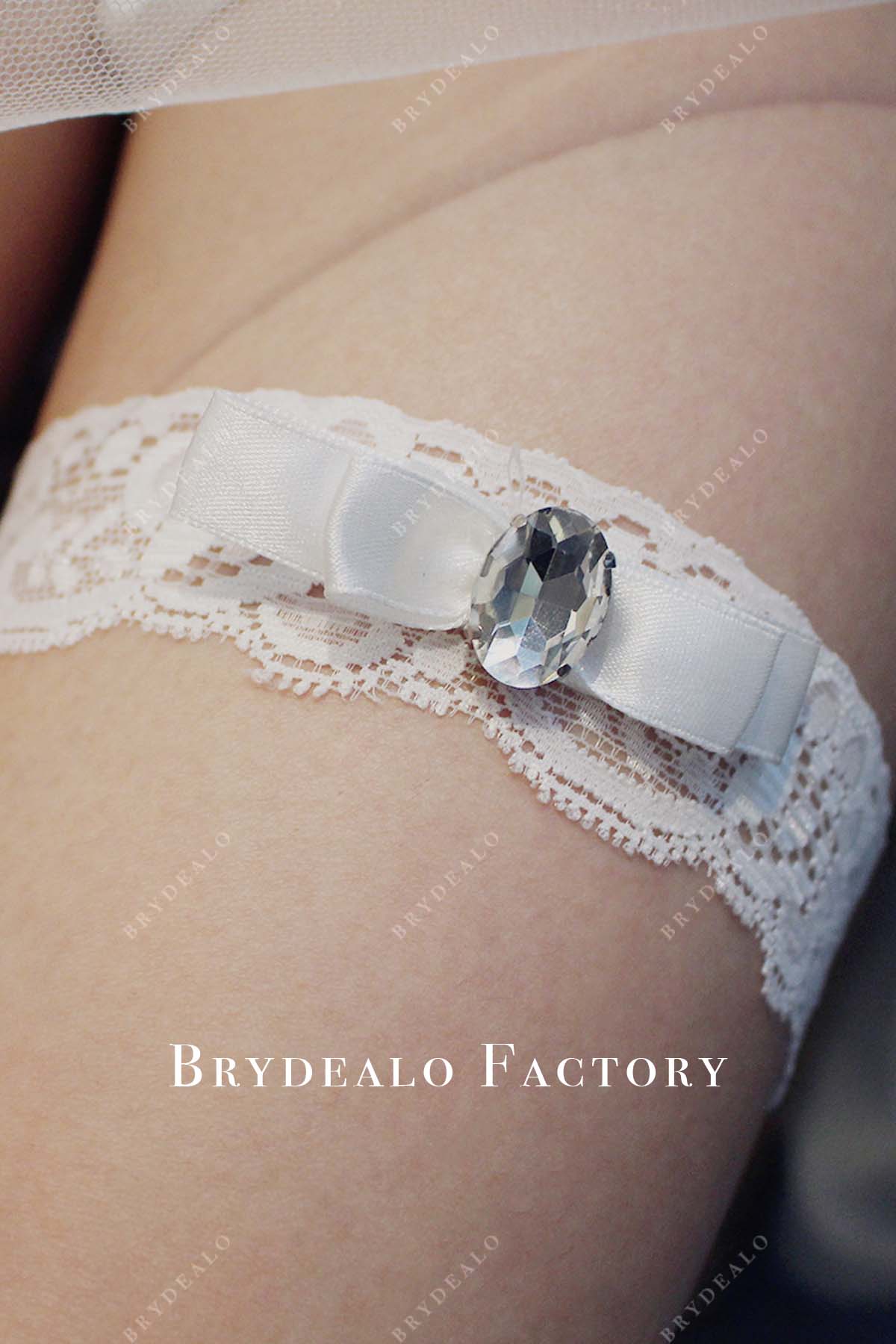 rhinestone ribbon bowknot bridal garter 