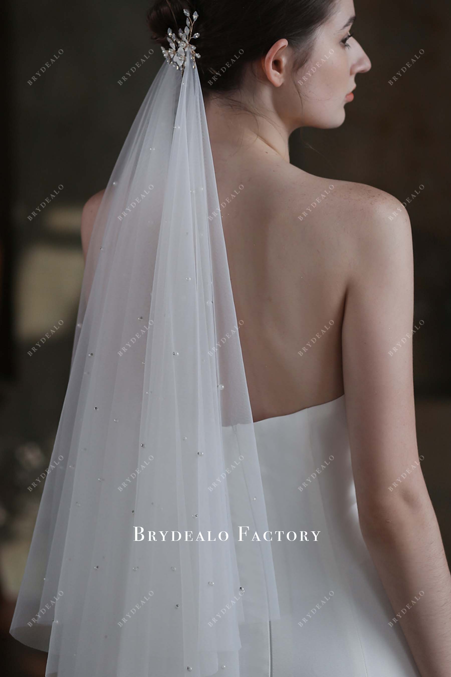 rhinestones bridal veil