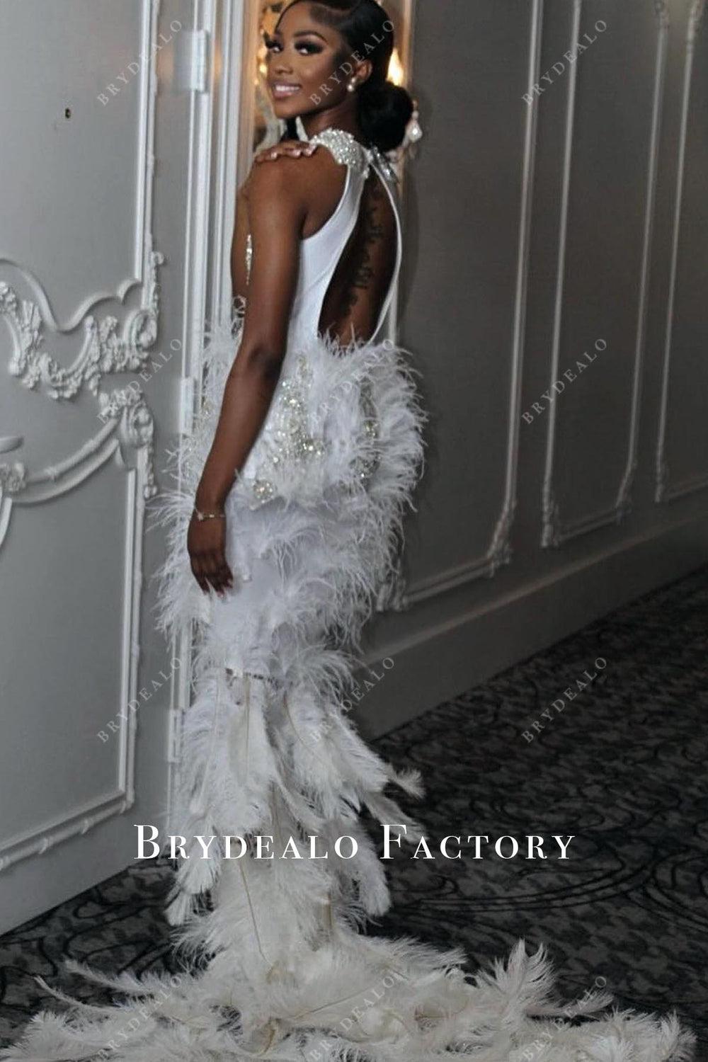 Dramatic Rhinestone Beaded Sleeveless Trumpet Long Gown Dusk main image 1