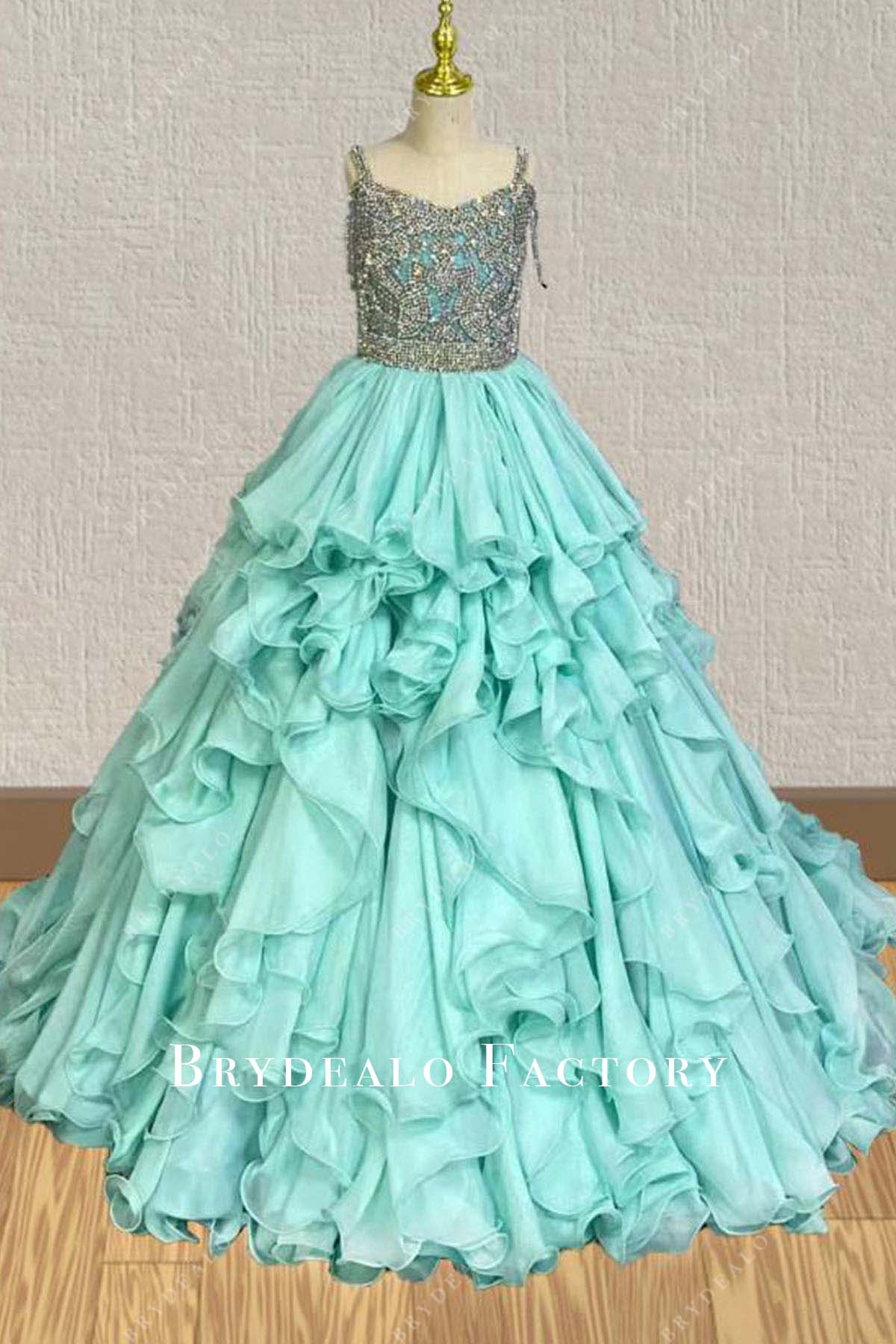 rhinestones spa ruffled pageant dress