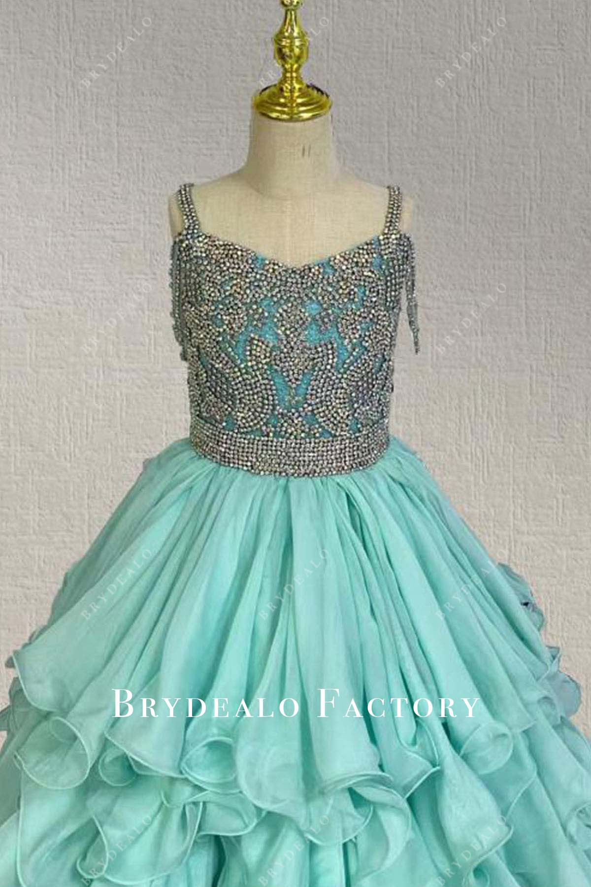 rhinestones spa thin straps pageant dress