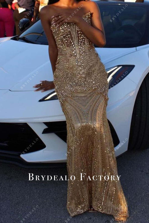 Elegant Light Purple Rhinestone Sleeveless Mermaid Prom Dress for Special Occasions main image 0
