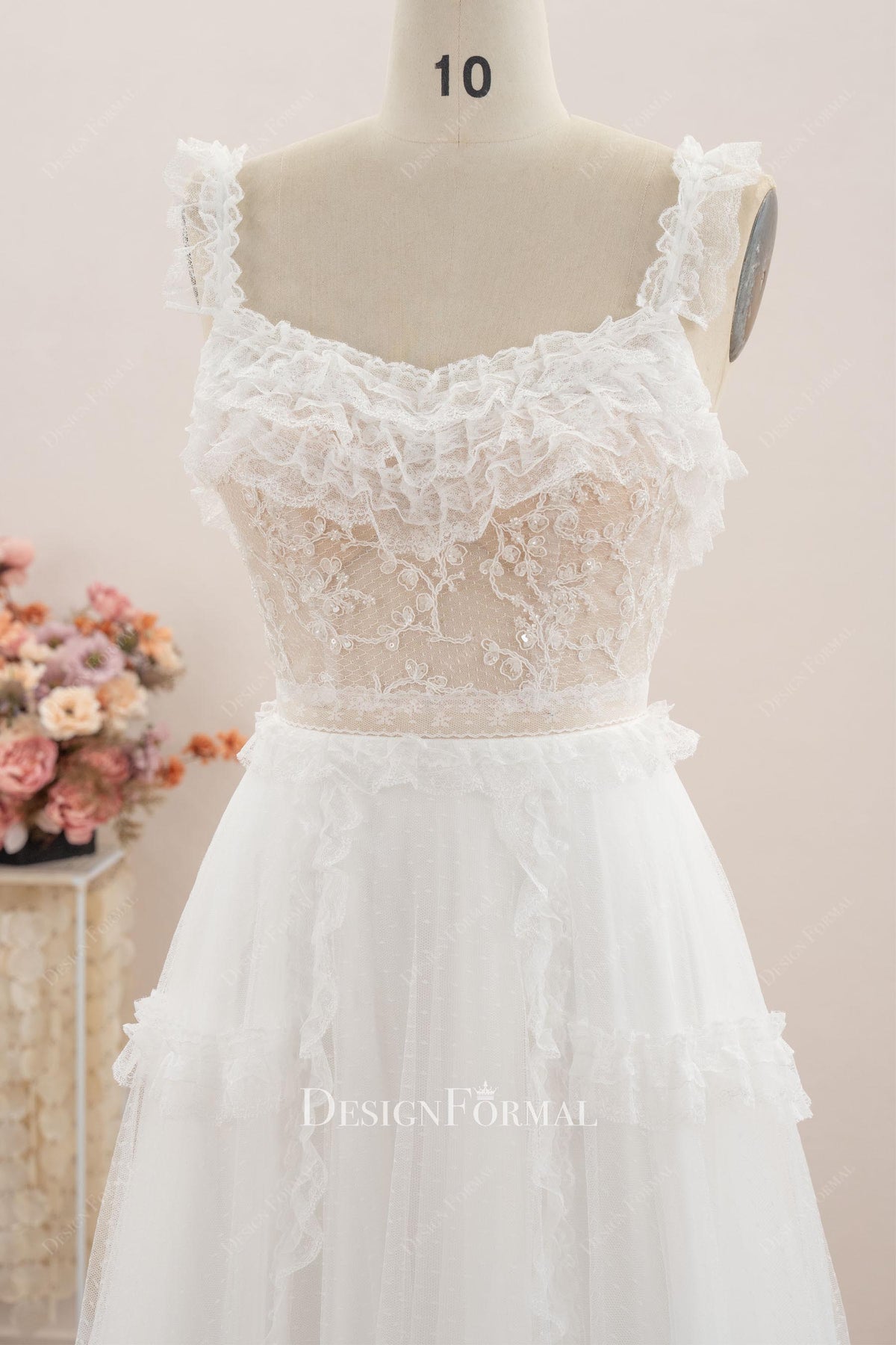 romantic boho v neck wedding dress