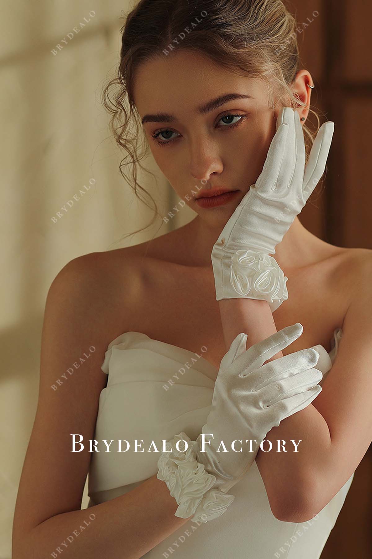 romantic flower bridal gloves