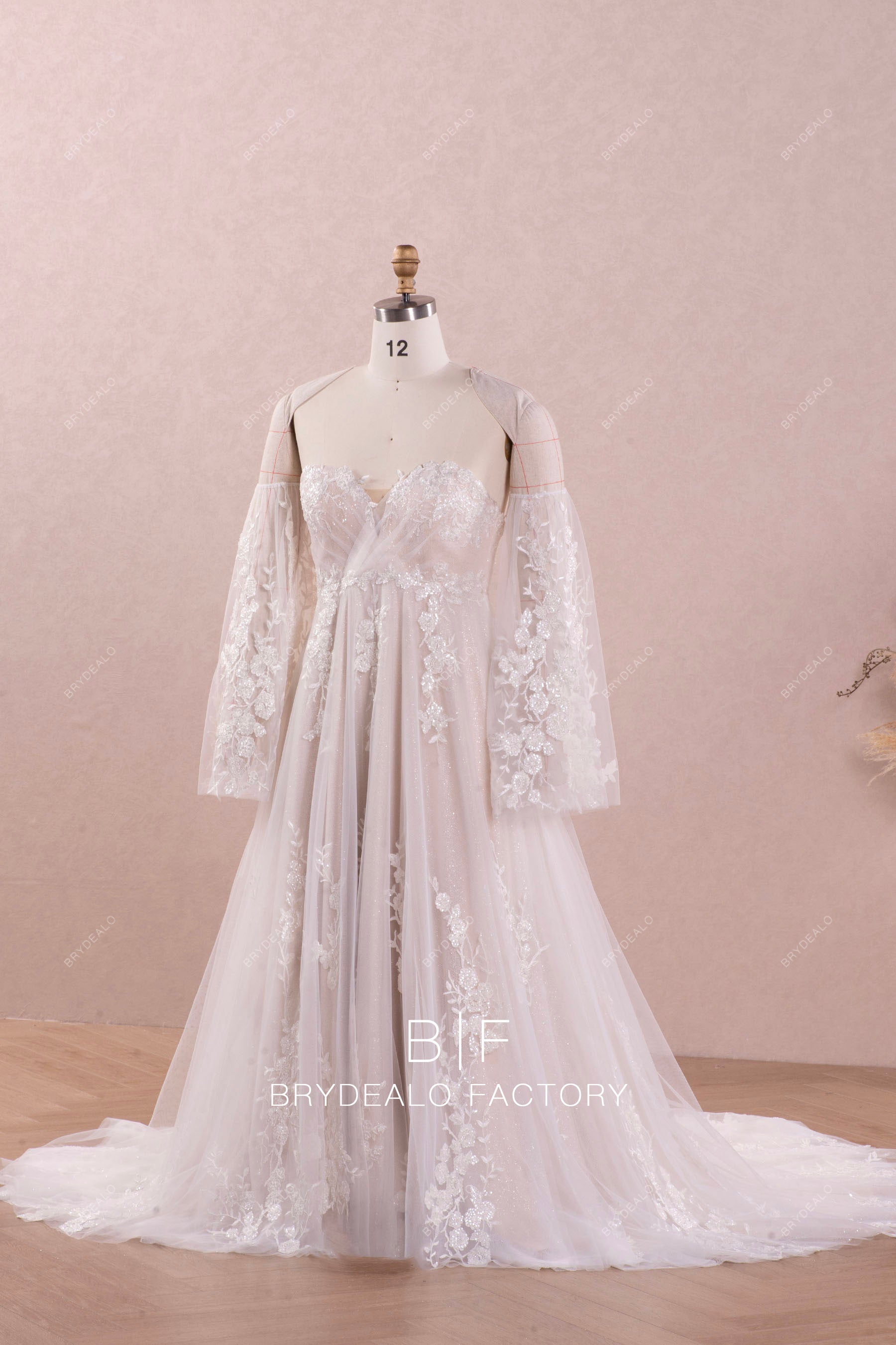 romantic sweetheart neck long A-line wedding dress