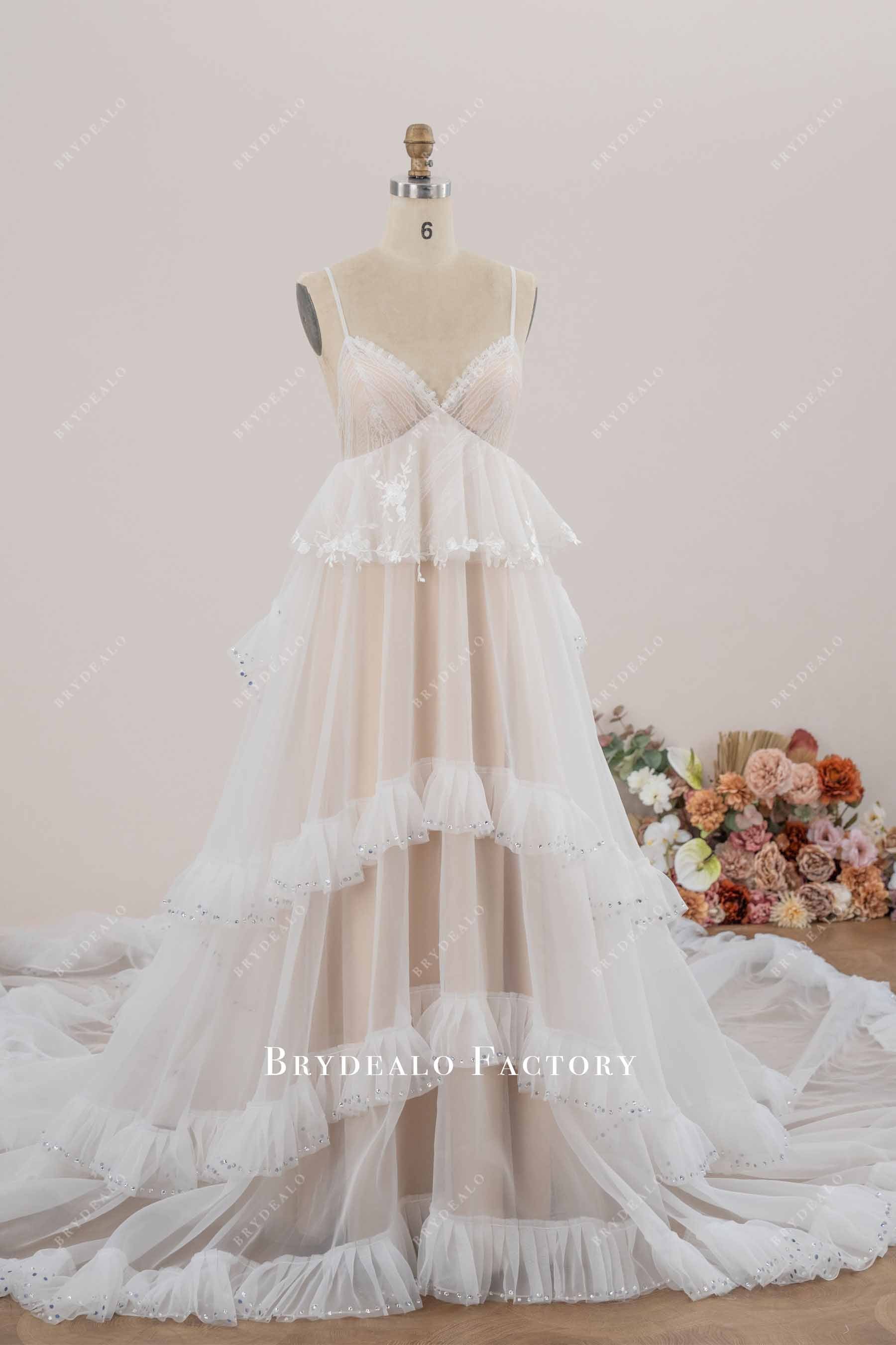 romantic tiered bridal dress