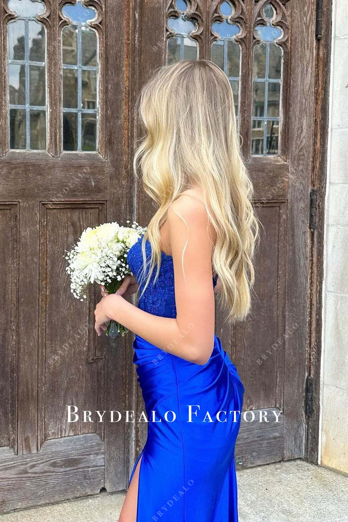 Royal Blue Lace A-Line Homecoming Dress, Sleeveless Tulle Sexy Backless Homecoming Dress, D1312