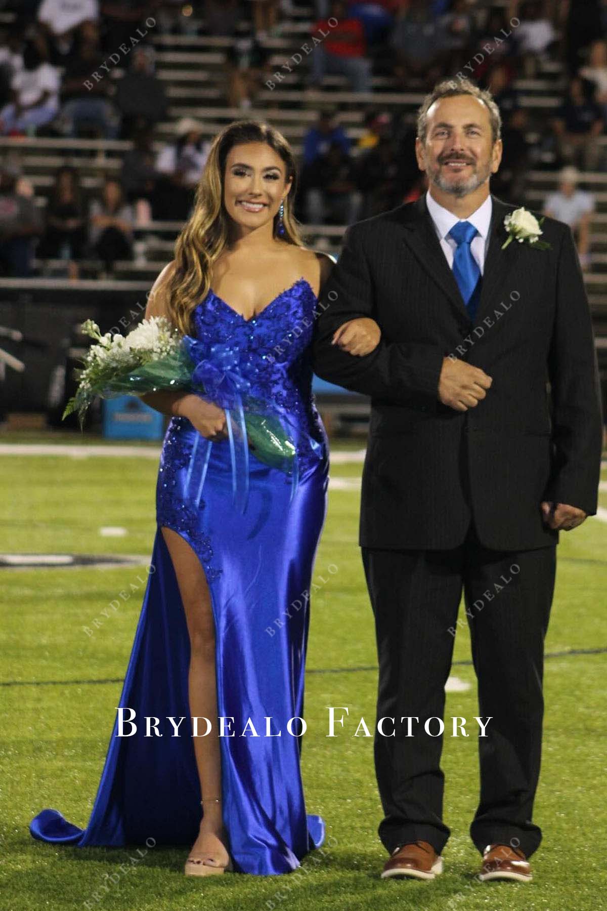 royal blue strapless homecoming dress