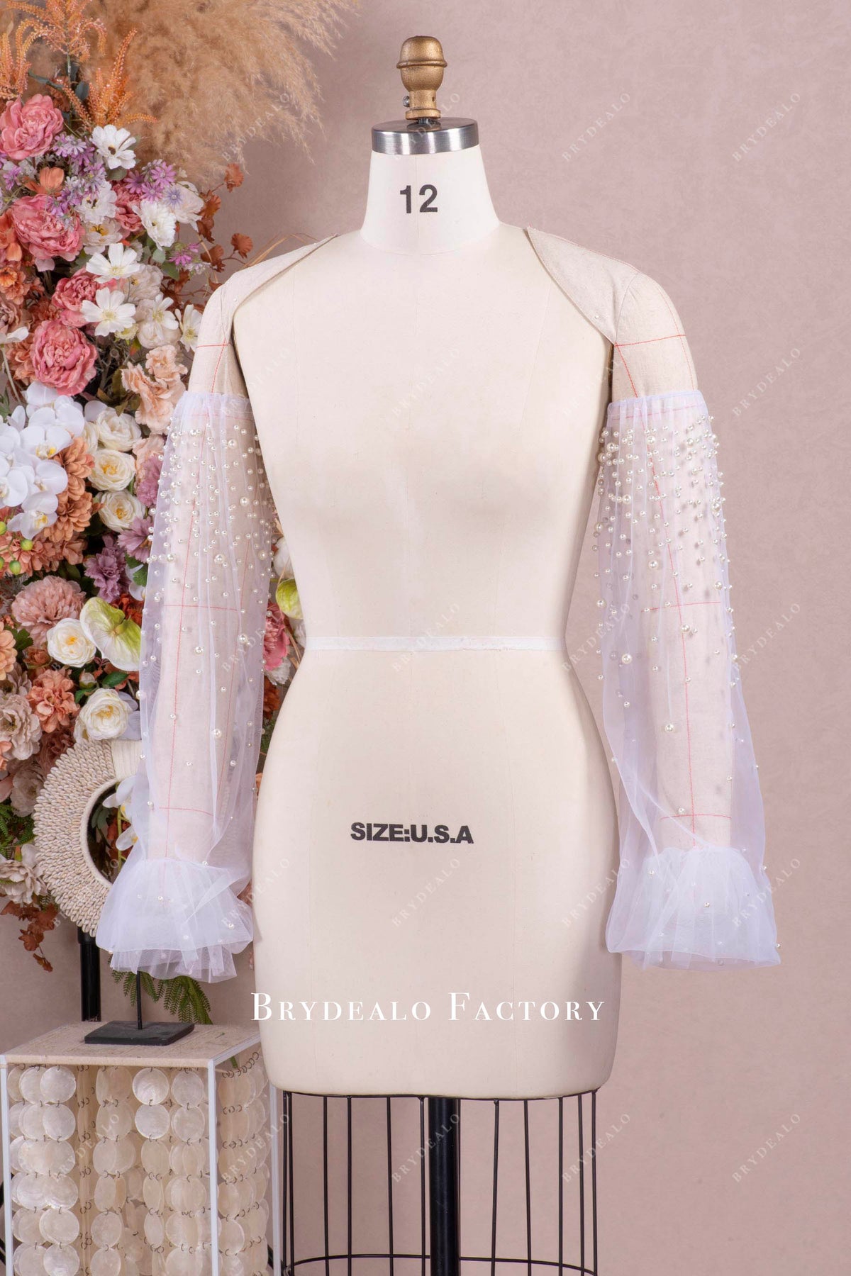 ruffle cuffs bridal sleeves