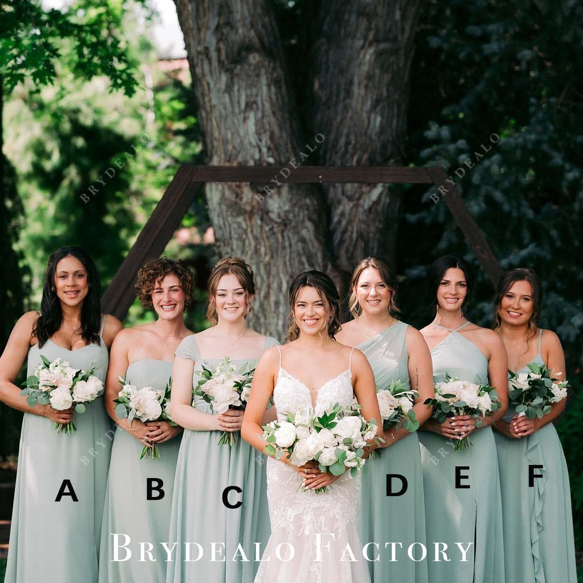 Mismatched Bridesmaid Dresses Sage Floor Length Maid of Honor Gowns