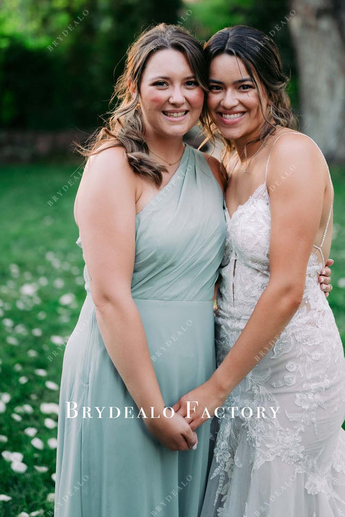 Mismatched Bridesmaid Dresses Sage Floor Length Maid of Honor Gowns — free download