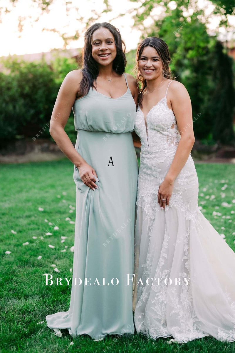 Mismatched Bridesmaid Dresses Sage Floor Length Maid of Honor Gowns — free download