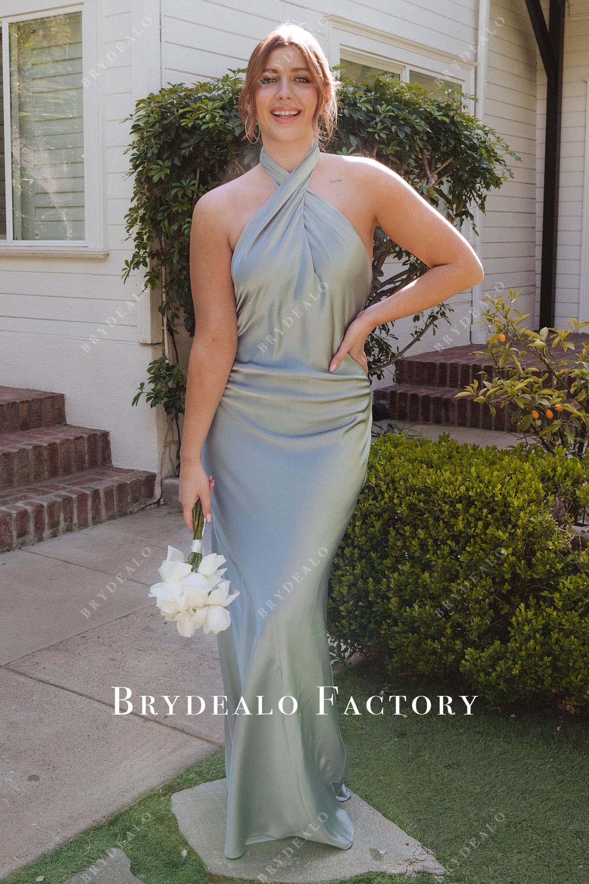 satin halter neck mismatched bridesmaid dresses