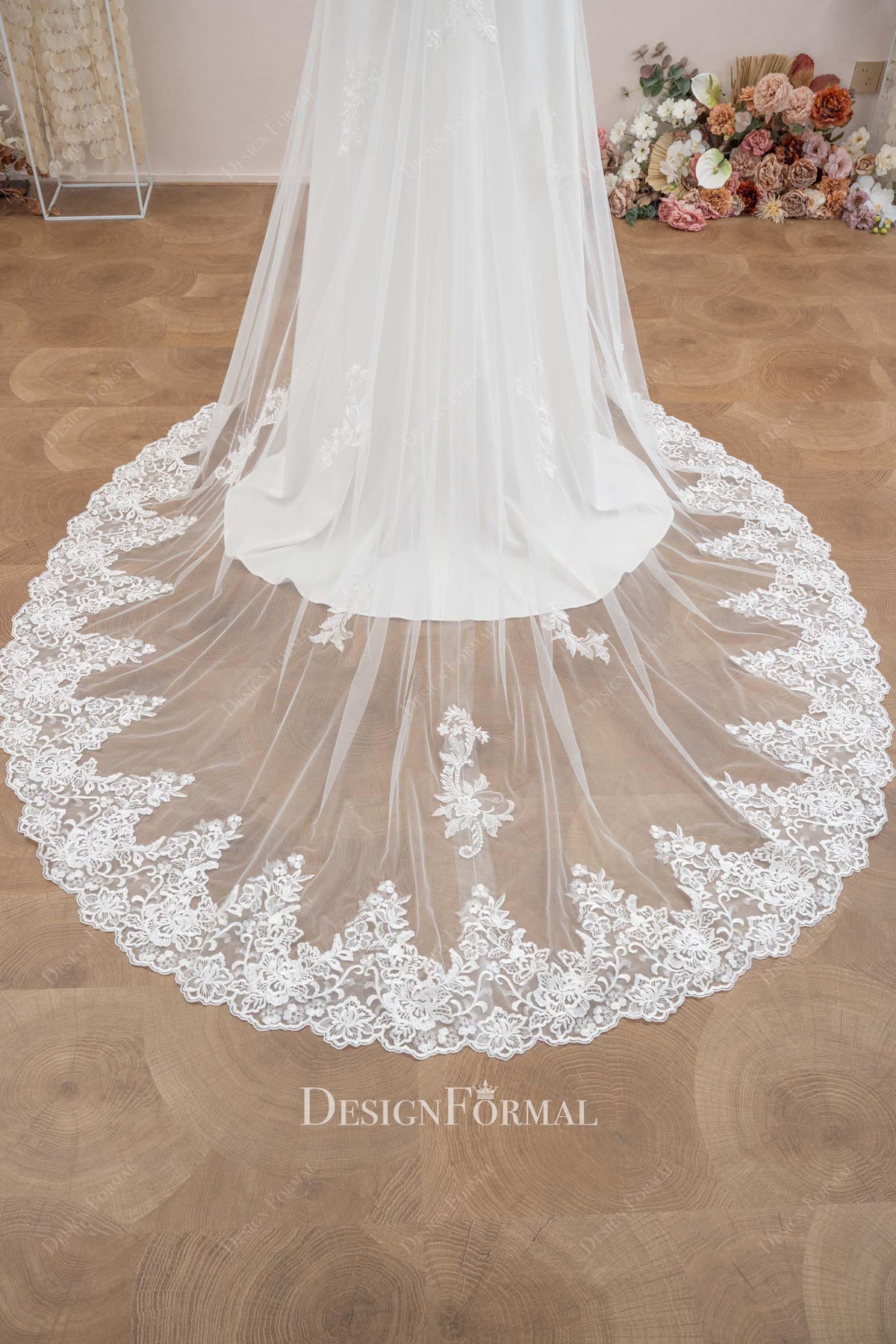 scalloped lace overskirt wedding dress