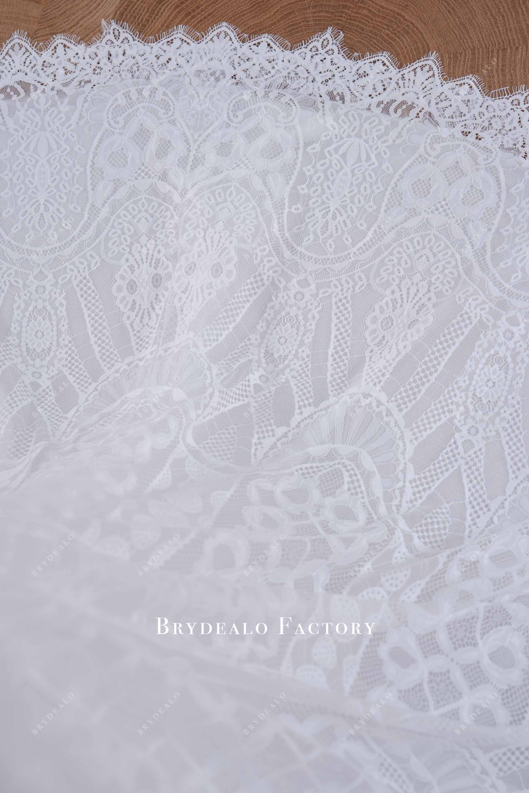 scalloped lace trim wedding dress