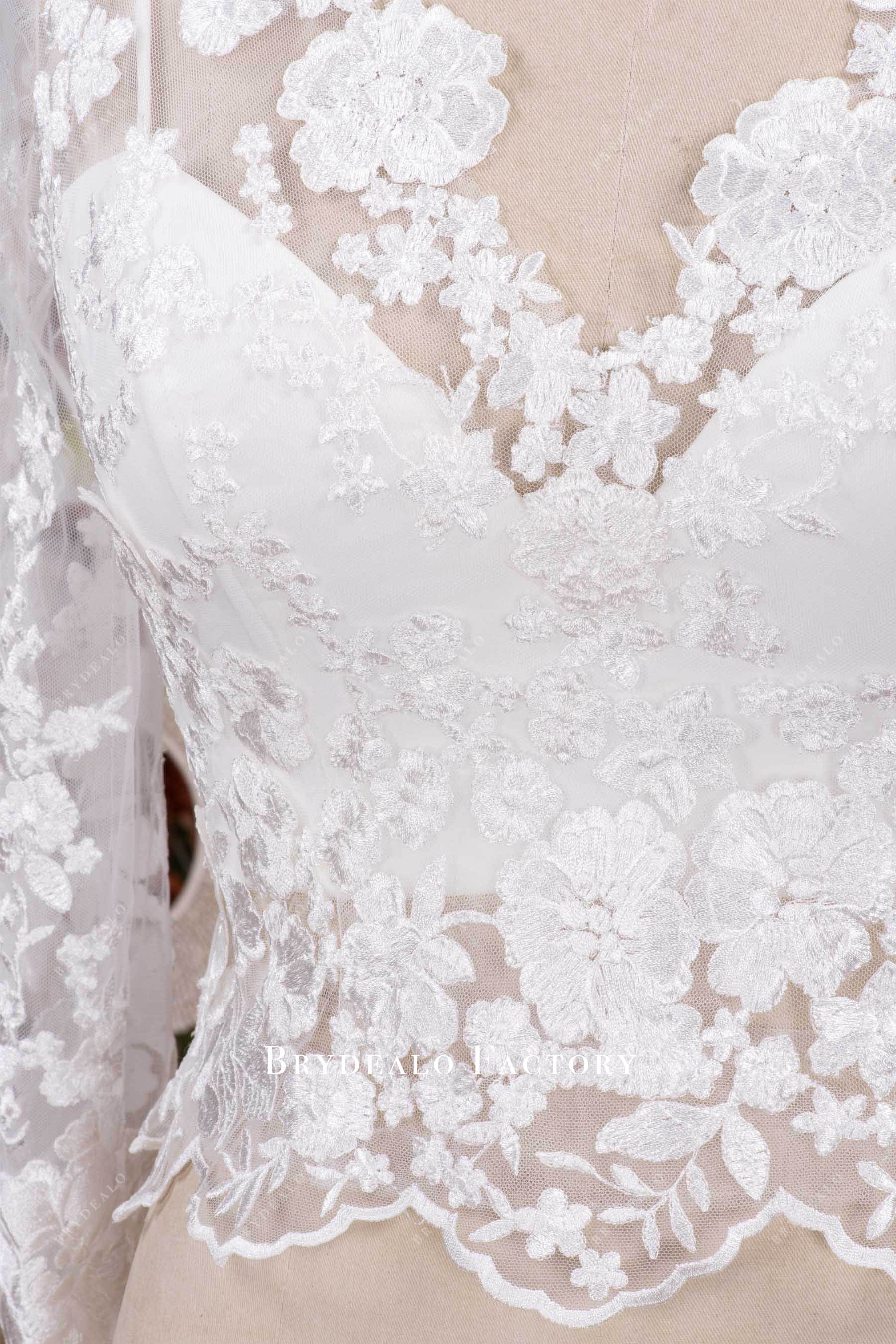 scalloped waist lace bridal top