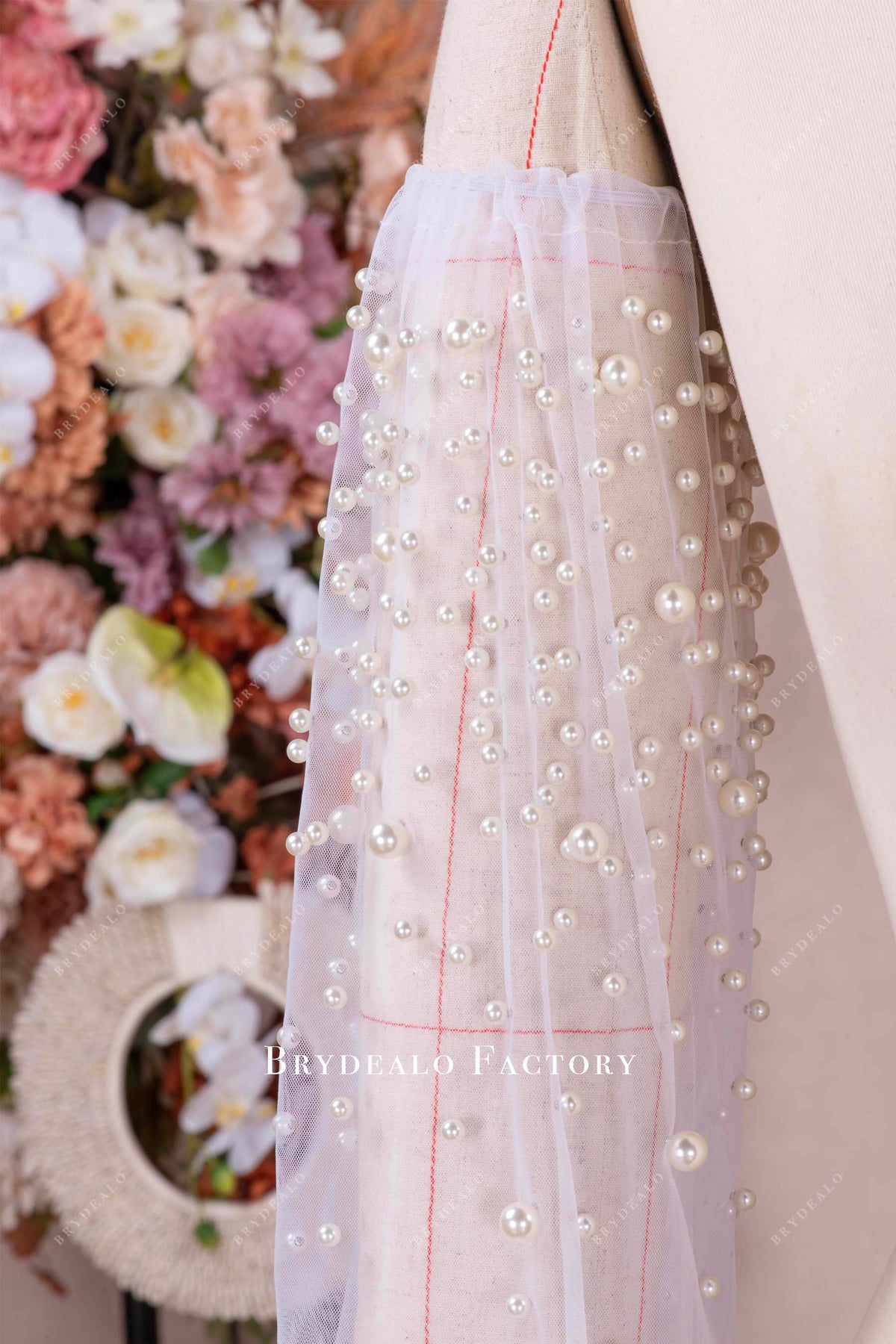 scattered pearls illusion sleeves