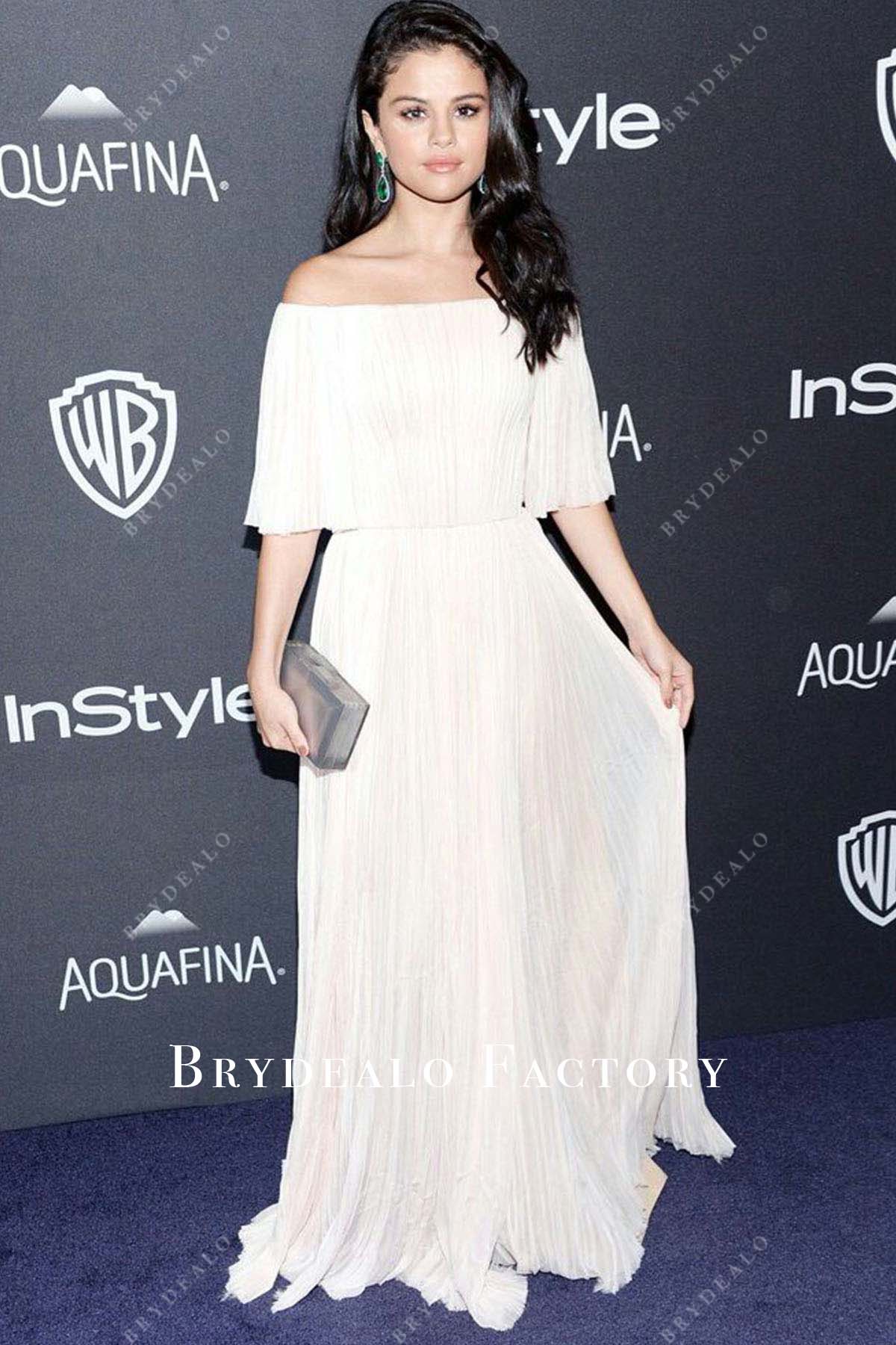 Selena Gomez a-line 2016 golden globes after-party dress