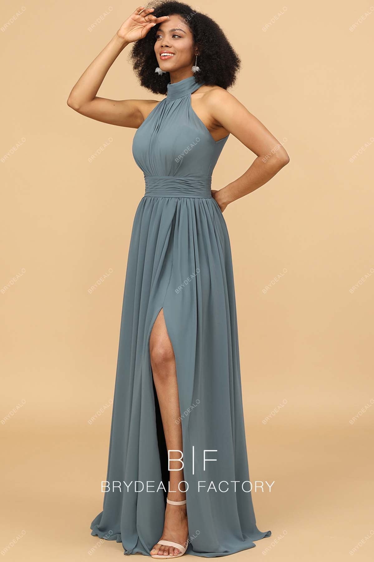 sexy slit A-line formal dress