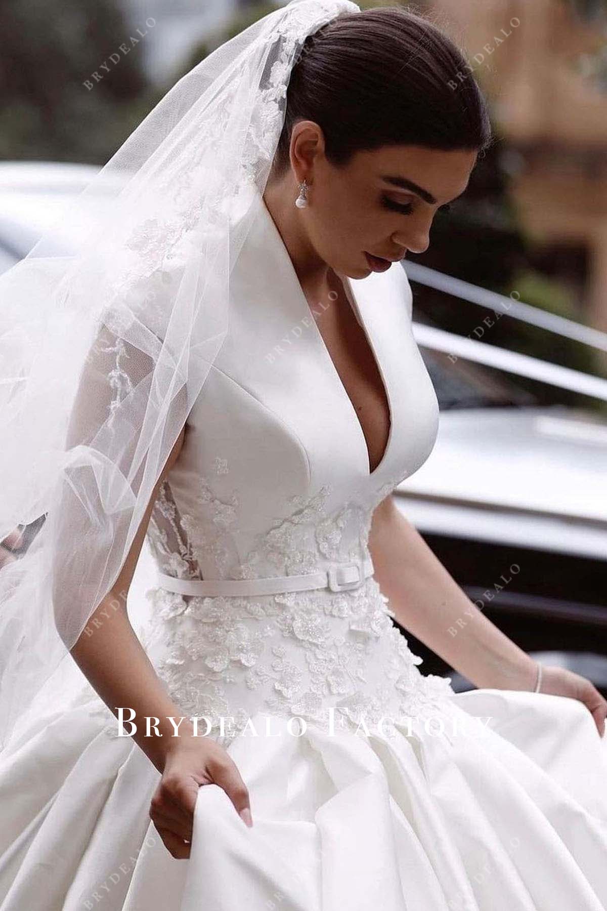 sheer lace back bridal dress